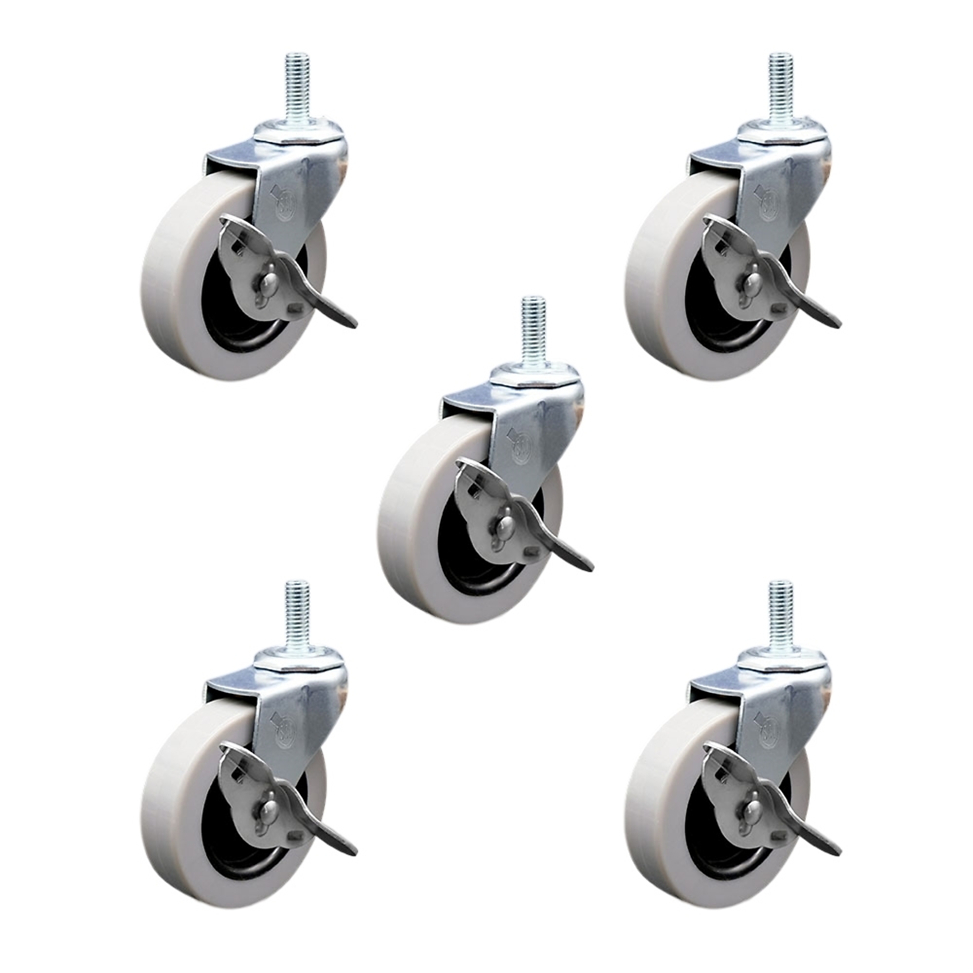 Service Caster, 3Inch Stem Casters, Wheel Diameter 3 in, Caster Type Swivel, Package (qty.) 5, Model SCC-TS05S310-TPRS-SLB-M1015-5