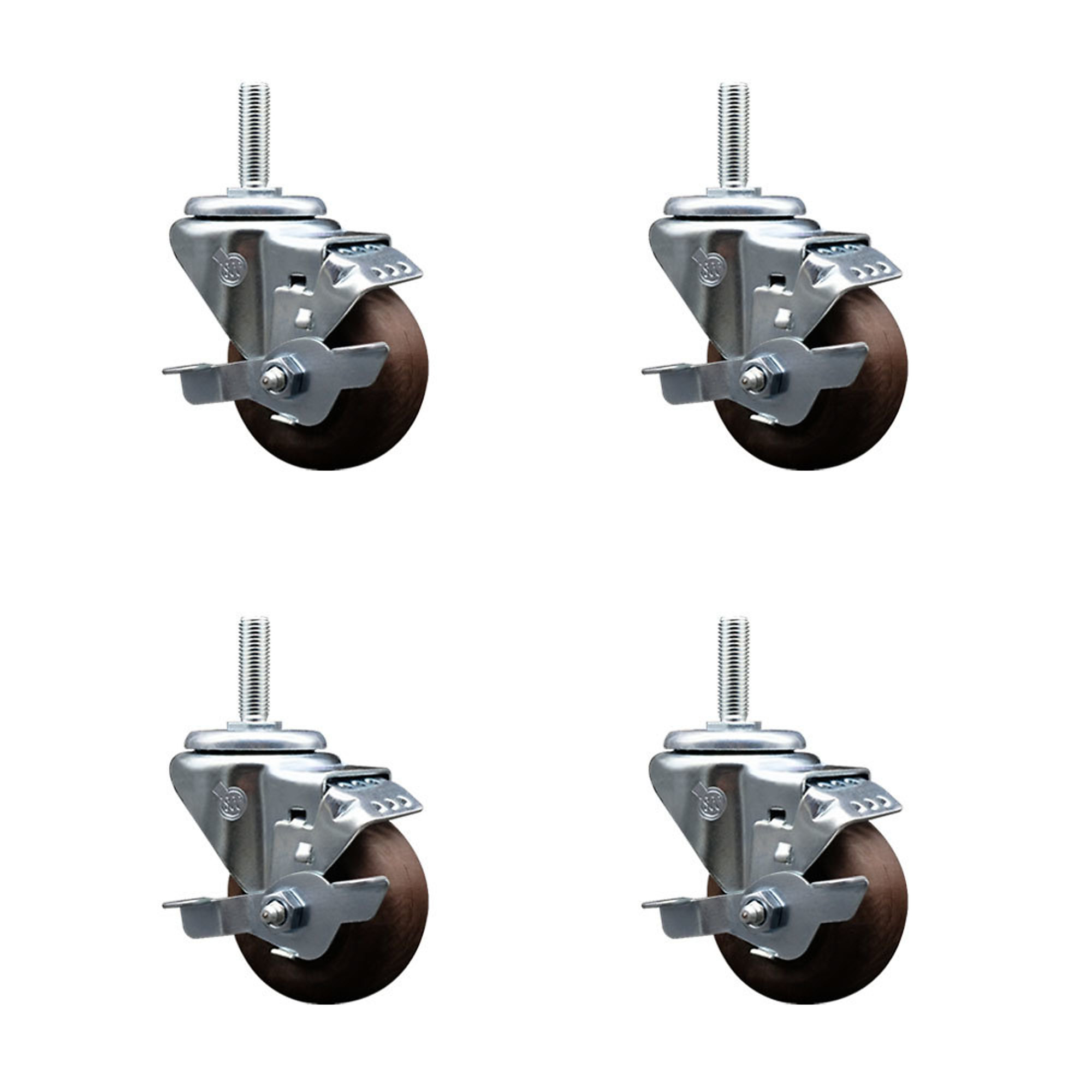 Service Caster, 3Inch x 1 1/4Inch Stem Casters, Wheel Diameter 3 in, Caster Type Swivel, Package (qty.) 4, Model SCC-TS20S314-GFNSHT-TLB-34212-4