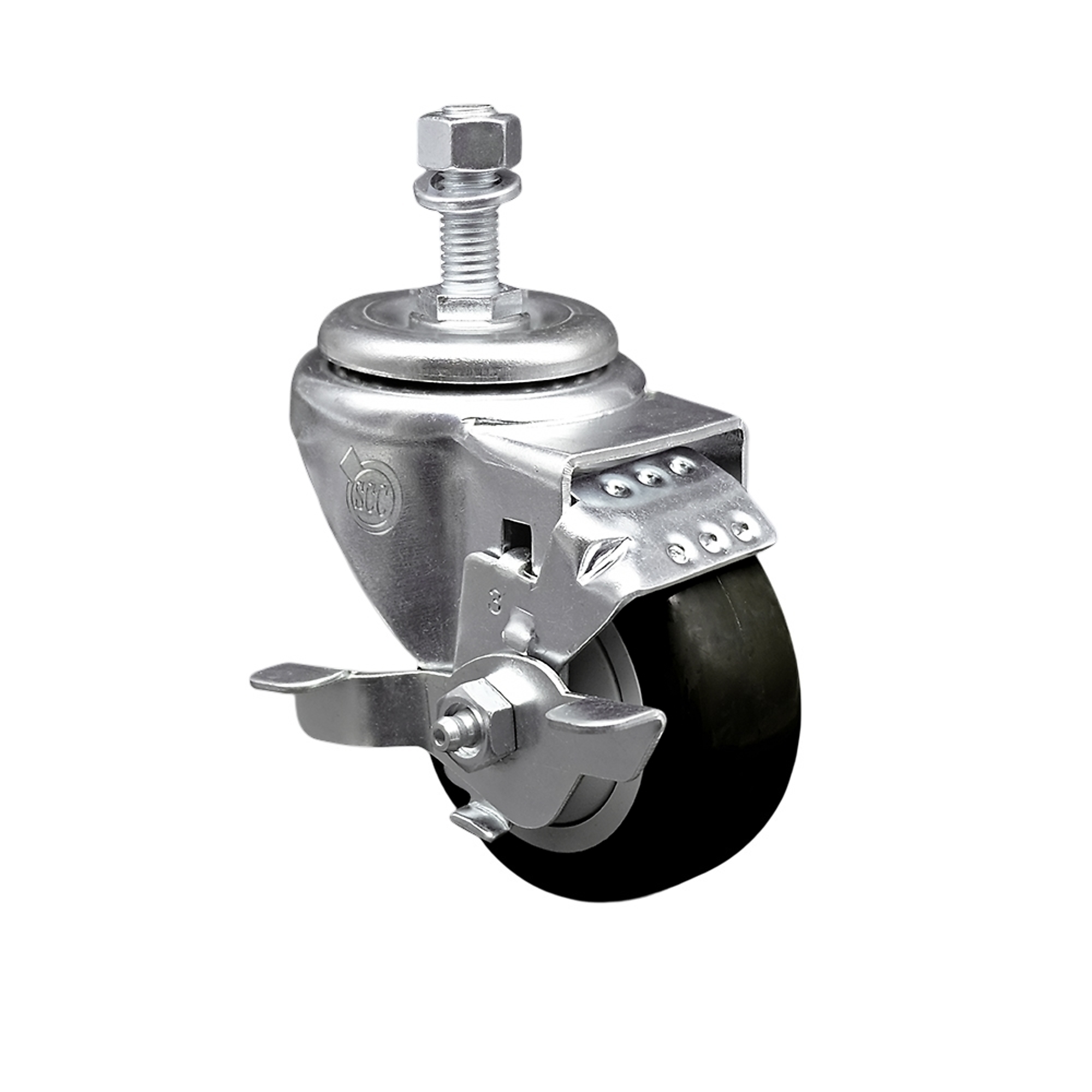 Service Caster, 3Inch x 1 1/4Inch Stem Caster, Wheel Diameter 3 in, Caster Type Swivel, Package (qty.) 1, Model SCC-TS20S314-PPUB-BLK-TLB-121315