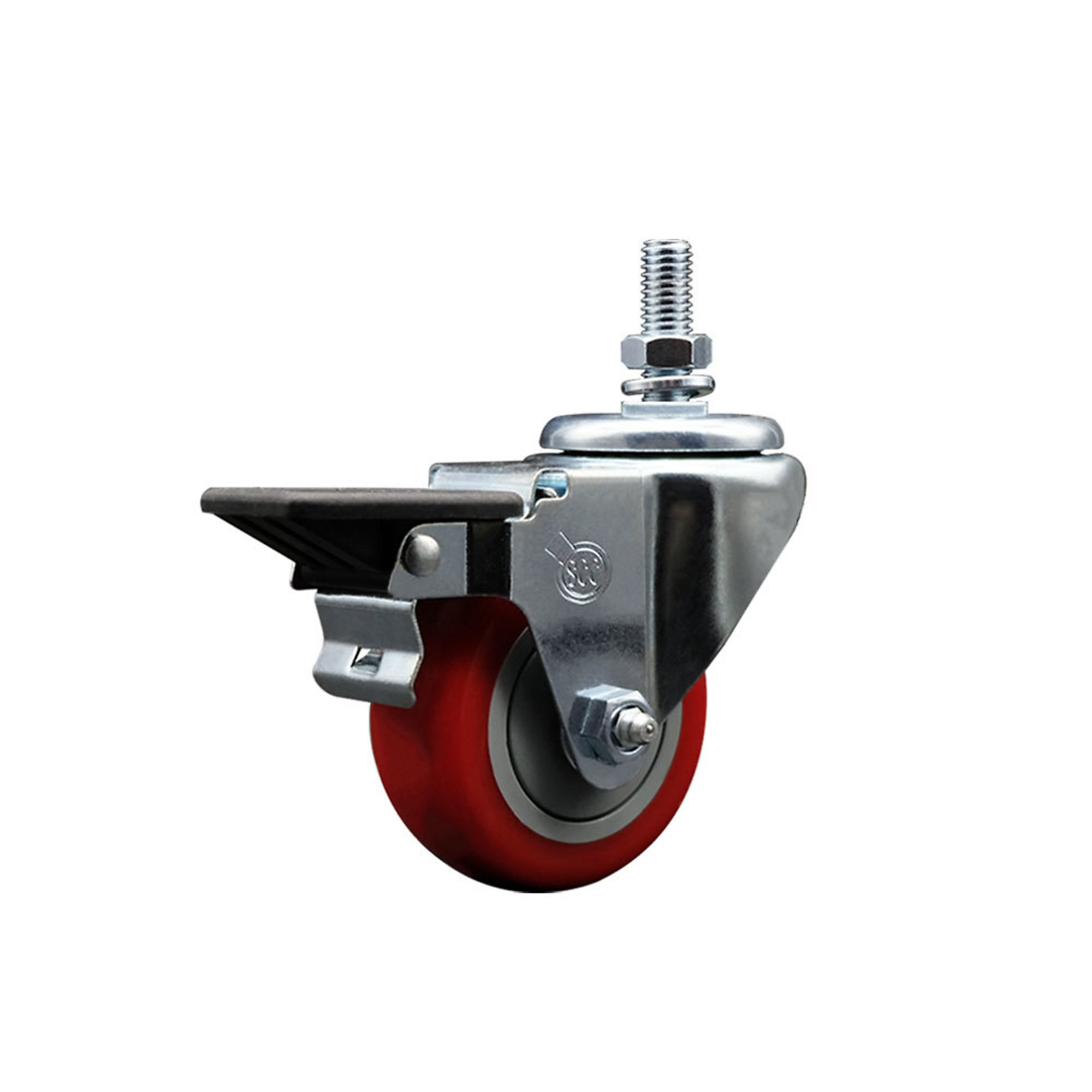 Service Caster, 3Inch x 1 1/4Inch Stem Caster, Wheel Diameter 3 in, Caster Type Swivel, Package (qty.) 1, Model SCC-TS20S314-PPUB-RED-PLB-121315