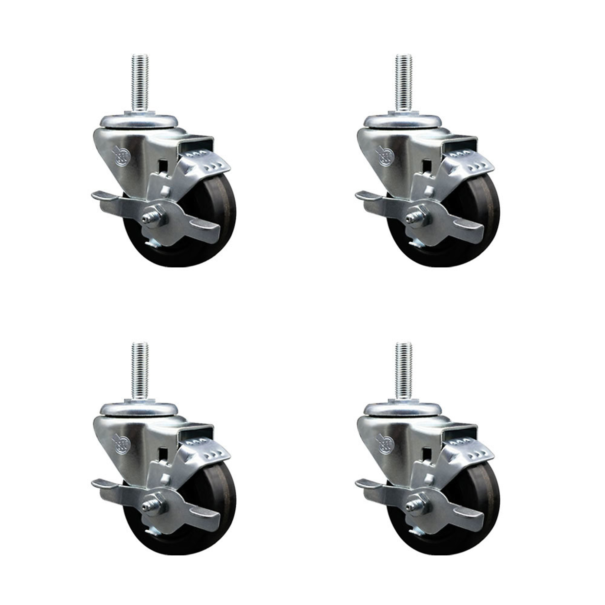 Service Caster, 3Inch x 1 1/4Inch Stem Casters, Wheel Diameter 3 in, Caster Type Swivel, Package (qty.) 4, Model SCC-TS20S314-PHR-TLB-34212-4