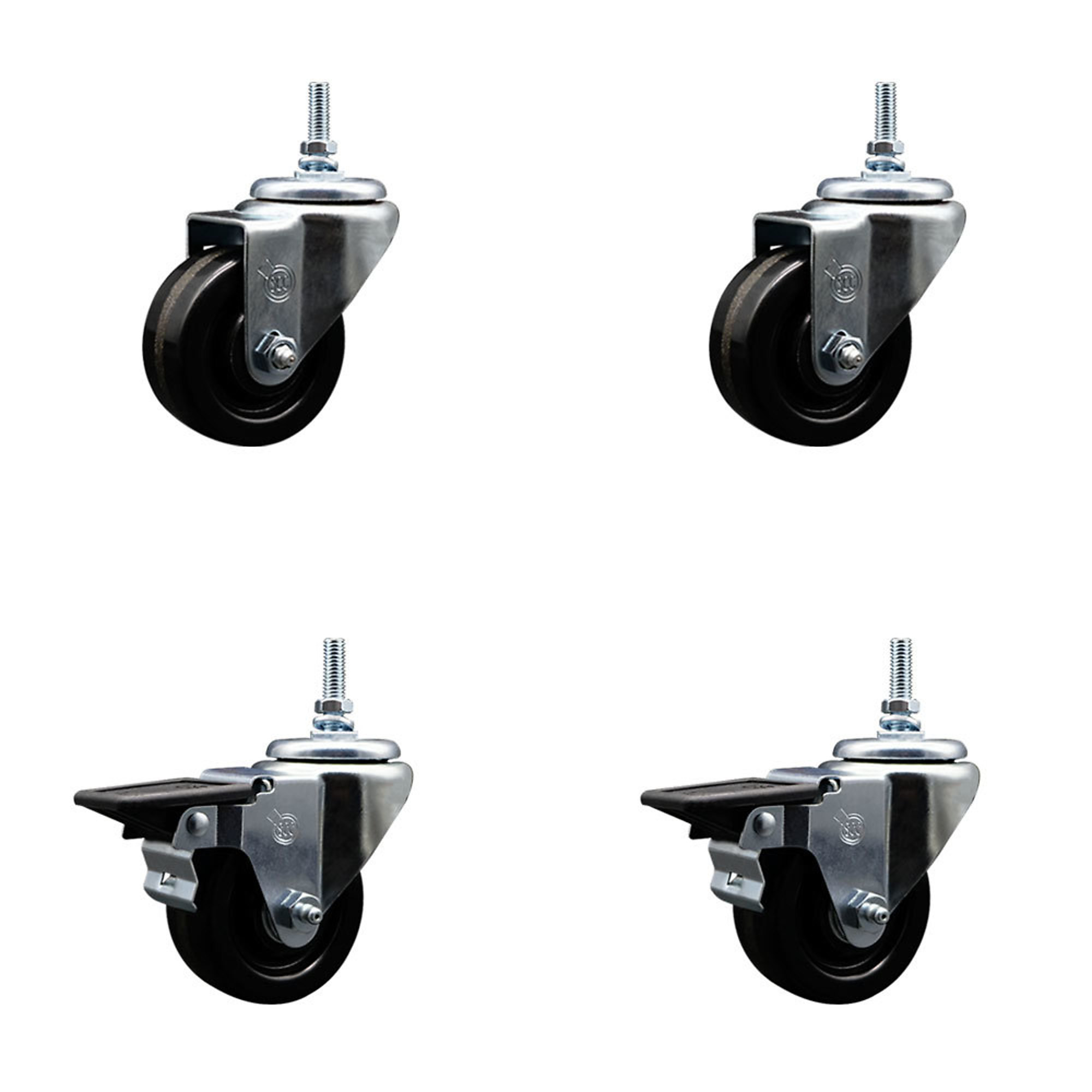 Service Caster, 3Inch x 1 1/4Inch Stem Casters, Wheel Diameter 3 in, Caster Type Swivel, Package (qty.) 4, Model SCC-TS20S314-PHR-381615-2-PLB-2