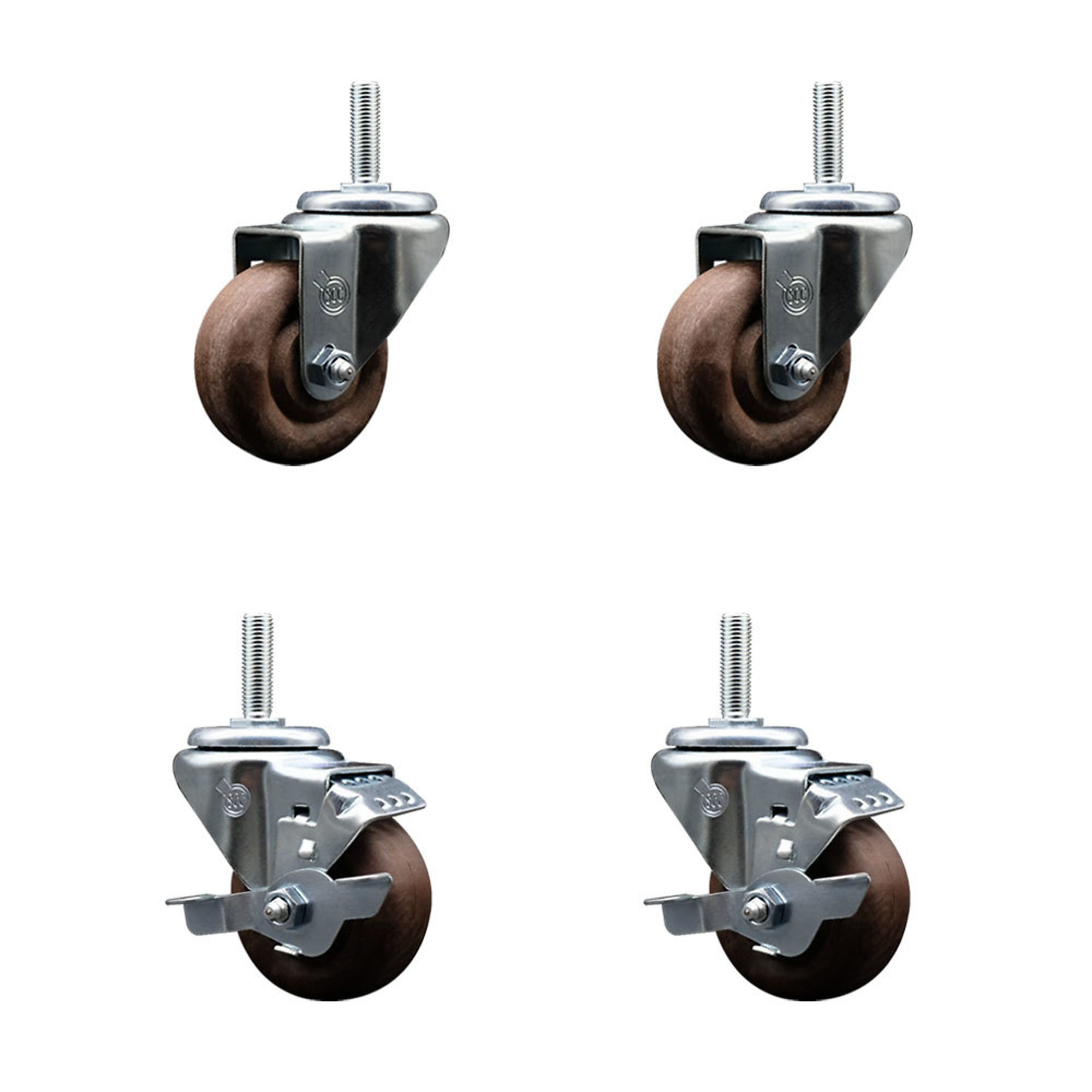 Service Caster, 3Inch x 1 1/4Inch Stem Casters, Wheel Diameter 3 in, Caster Type Swivel, Package (qty.) 4, Model SCC-TS20S314-GFNSHT-34212-2-TLB-2