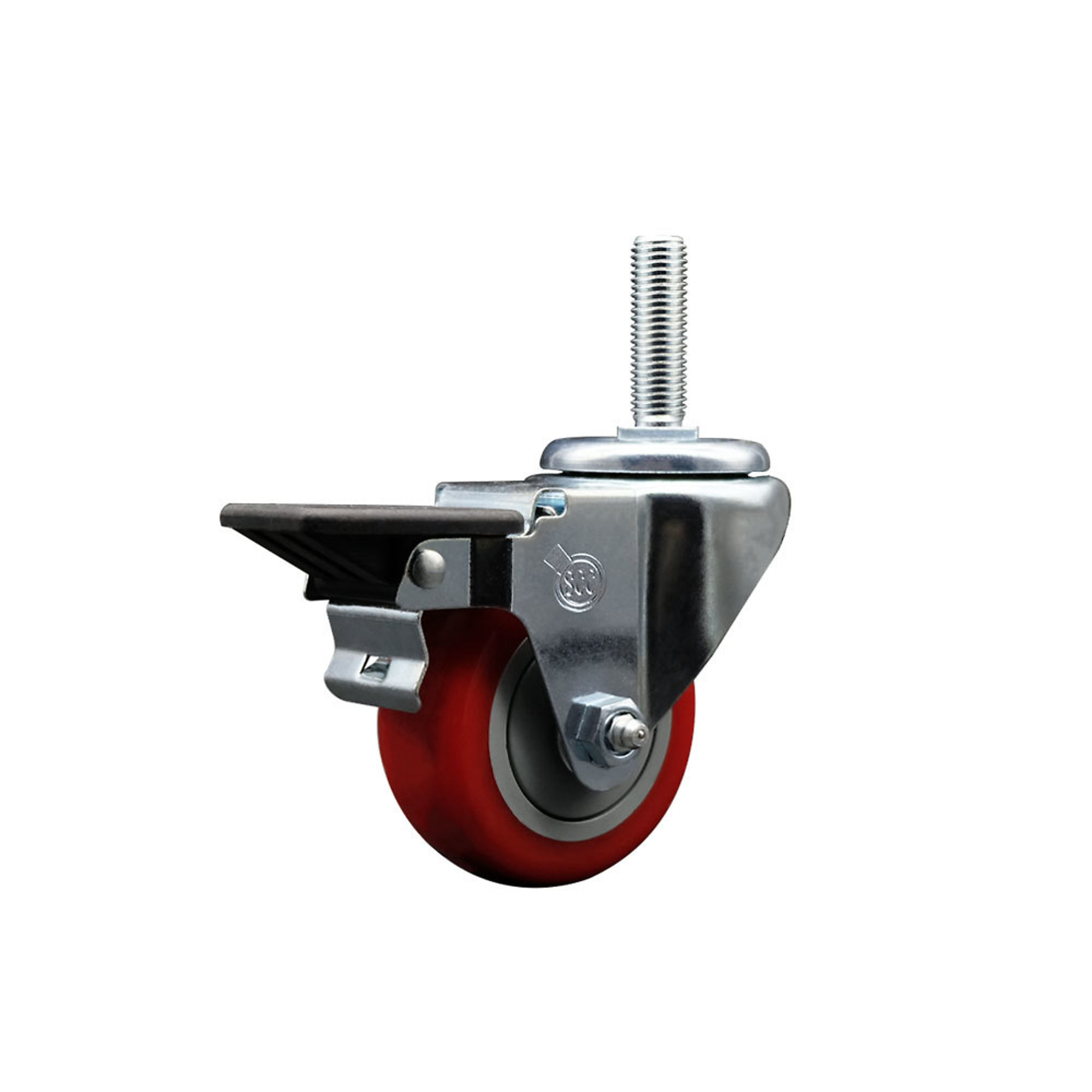 Service Caster, 3Inch x 1 1/4Inch Stem Caster, Wheel Diameter 3 in, Caster Type Swivel, Package (qty.) 1, Model SCC-TS20S314-PPUB-RED-PLB-34212