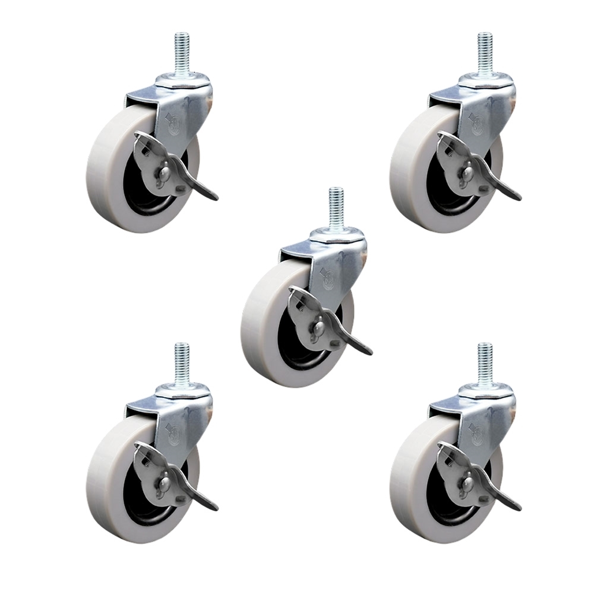 Service Caster, 3Inch Stem Casters, Wheel Diameter 3 in, Caster Type Swivel, Package (qty.) 5, Model SCC-TS05S310-TPRS-SLB-121315-5