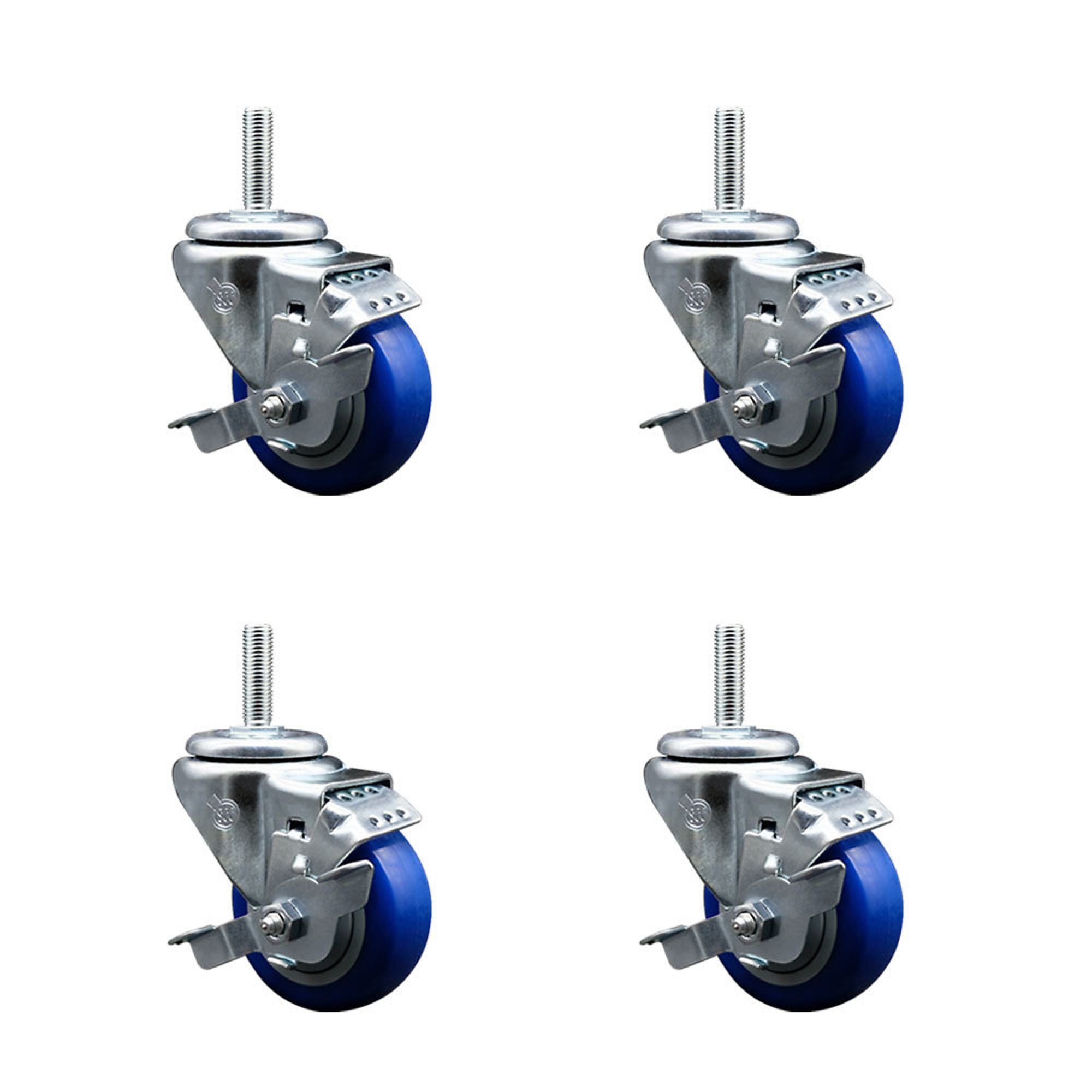 Service Caster, 3Inch x 1 1/4Inch Stem Casters, Wheel Diameter 3 in, Caster Type Swivel, Package (qty.) 4, Model SCC-TS20S314-PPUB-BLUE-TLB-34212-4