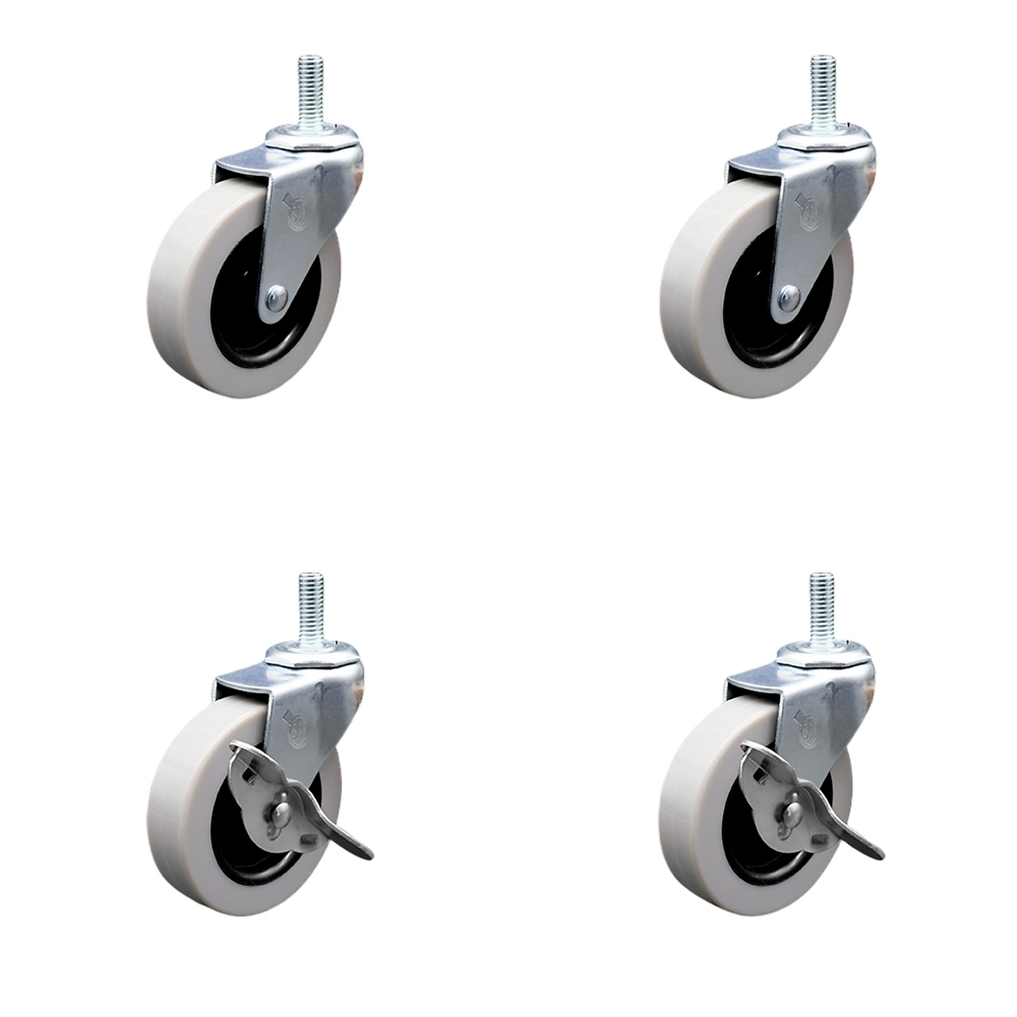 Service Caster, 3Inch Stem Casters, Wheel Diameter 3 in, Caster Type Swivel, Package (qty.) 4, Model SCC-TS05S310-TPRS-M815-2-SLB-2