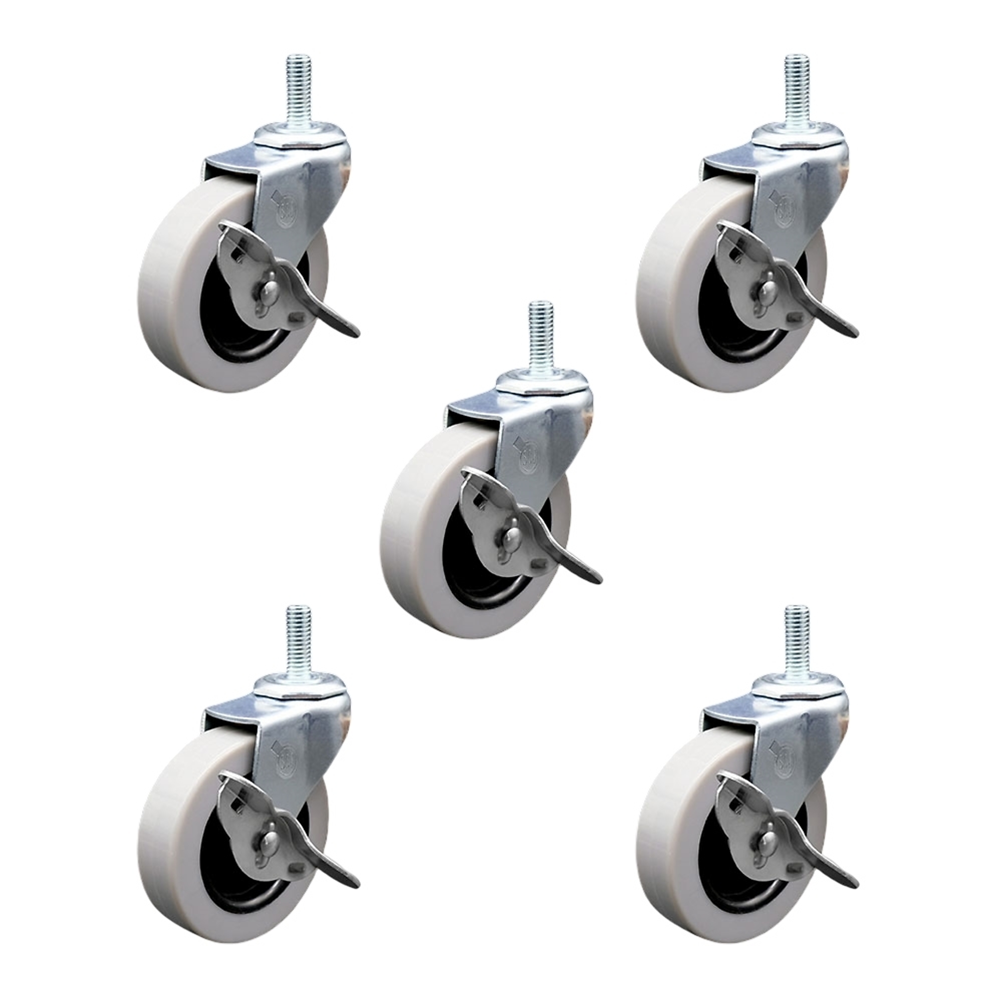 Service Caster, 3Inch Stem Casters, Wheel Diameter 3 in, Caster Type Swivel, Package (qty.) 5, Model SCC-TS05S310-TPRS-SLB-M1215-5