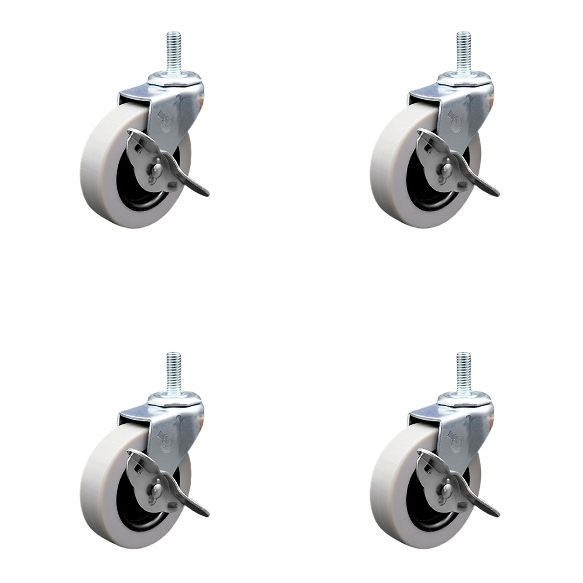 Service Caster, 3Inch Stem Casters, Wheel Diameter 3 in, Caster Type Swivel, Package (qty.) 4, Model SCC-TS05S310-TPRS-SLB-M1215-4