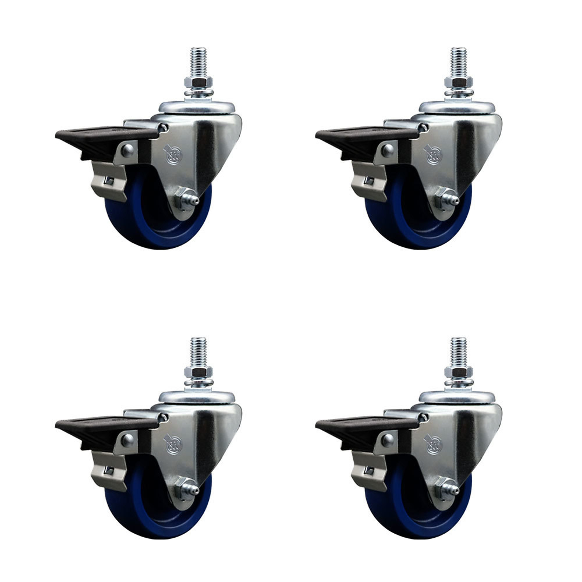 Service Caster, 3Inch x 1 1/4Inch Stem Casters, Wheel Diameter 3 in, Caster Type Swivel, Package (qty.) 4, Model SCC-TS20S314-SPUS-PLB-121315-4