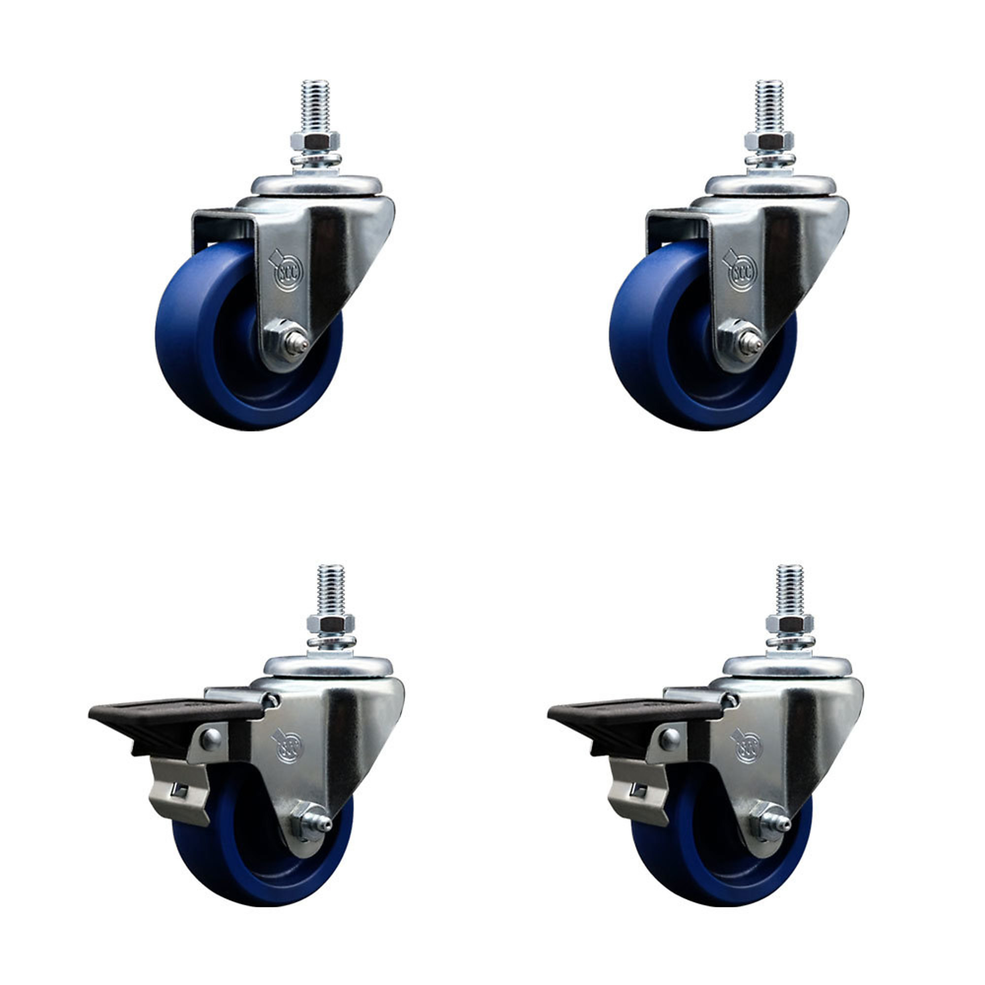 Service Caster, 3Inch x 1 1/4Inch Stem Casters, Wheel Diameter 3 in, Caster Type Swivel, Package (qty.) 4, Model SCC-TS20S314-SPUS-121315-2-PLB-2