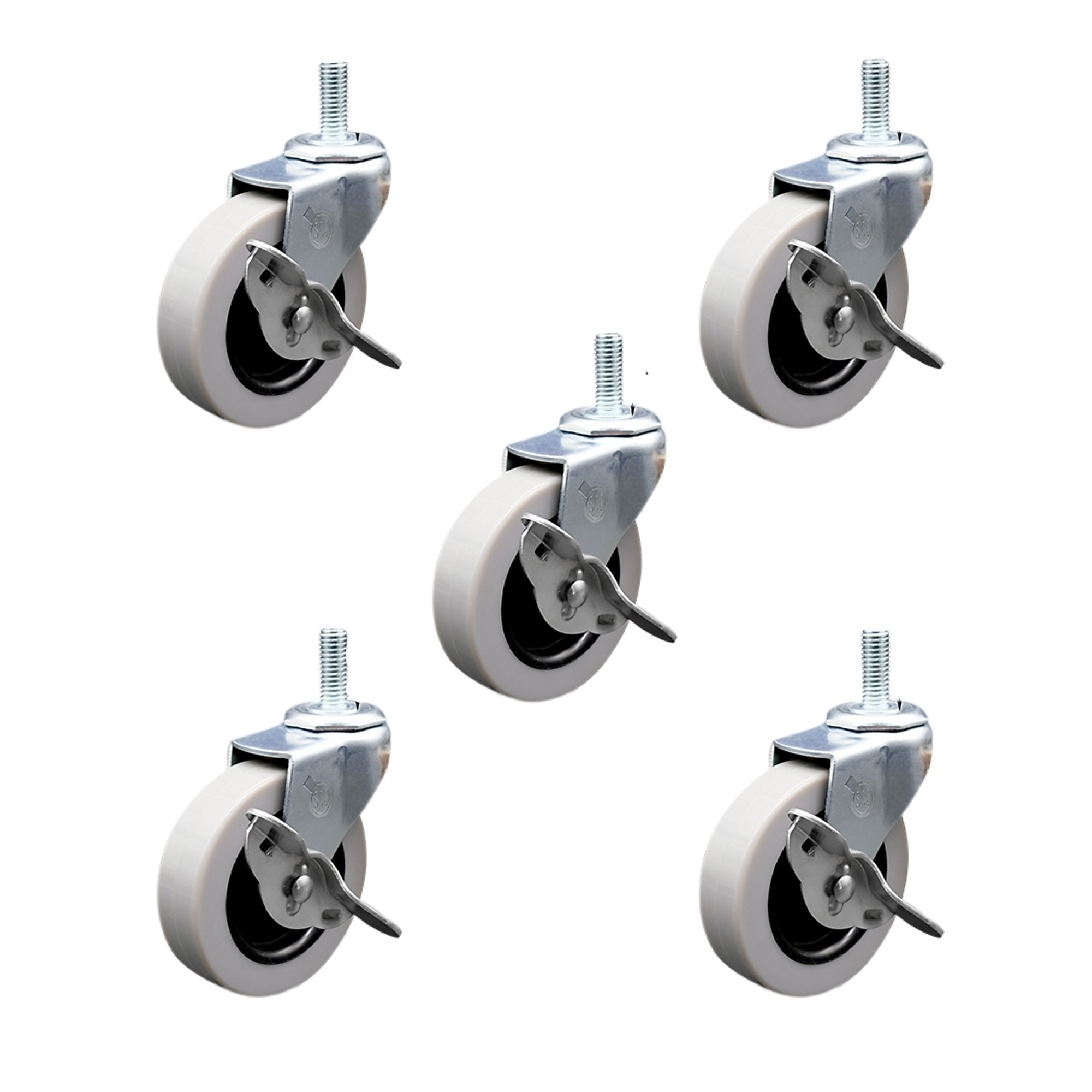 Service Caster, 3Inch Stem Casters, Wheel Diameter 3 in, Caster Type Swivel, Package (qty.) 5, Model SCC-TS05S310-TPRS-SLB-381615-5