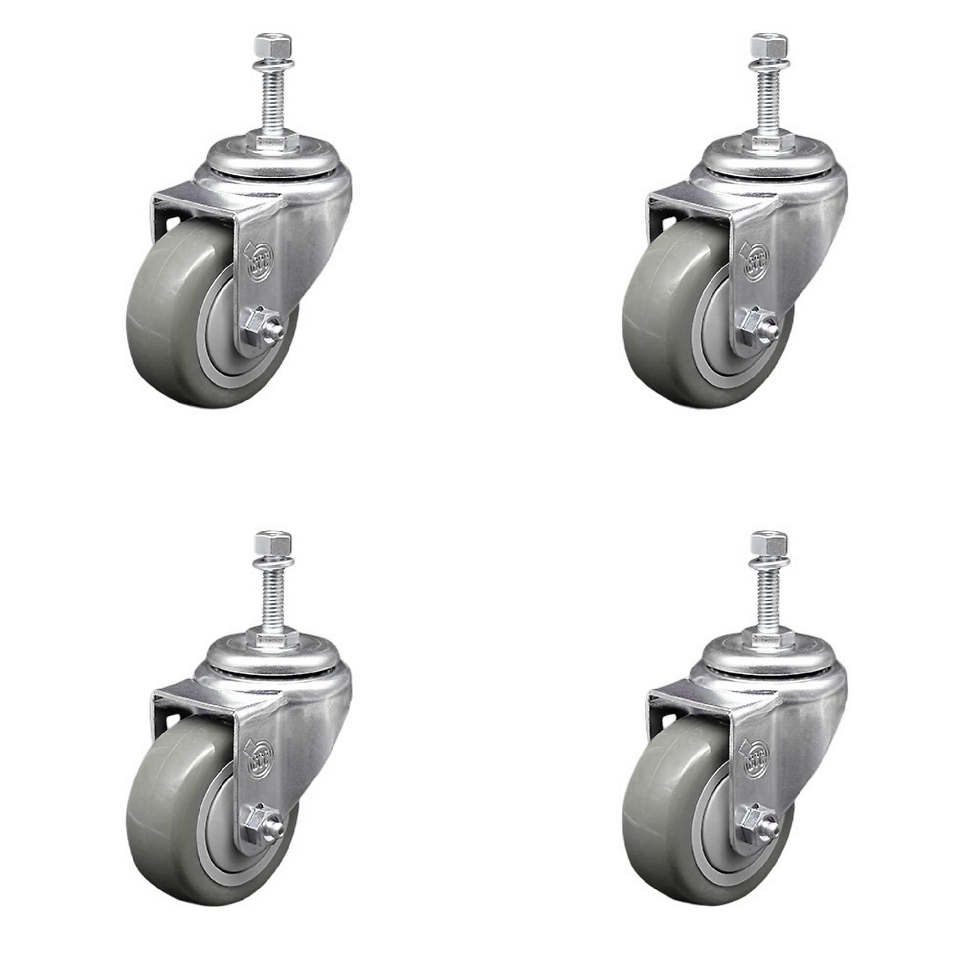 Service Caster, 3Inch x 1 1/4Inch Stem Casters, Wheel Diameter 3 in, Caster Type Swivel, Package (qty.) 4, Model SCC-TS20S314-PPUB-381615-4