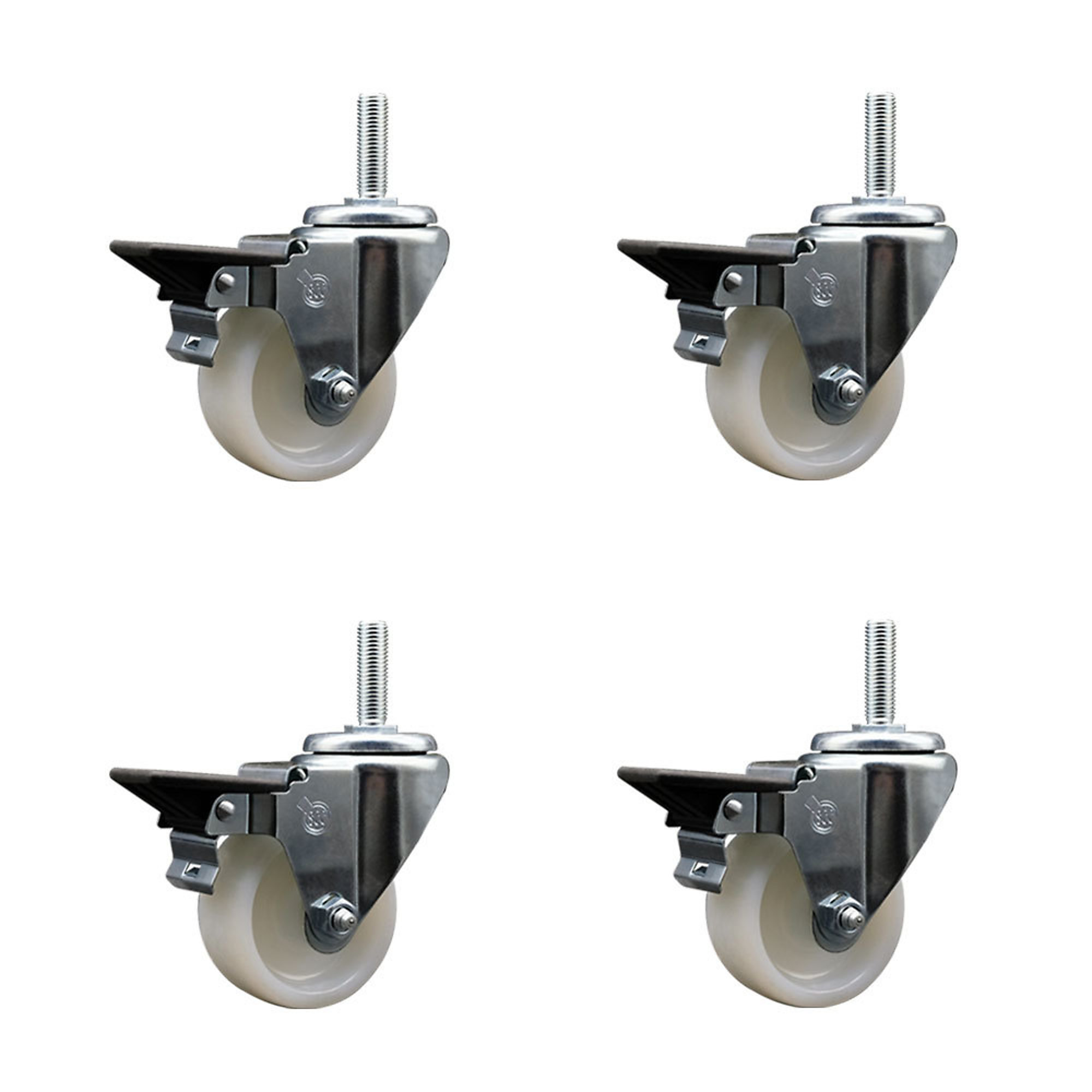 Service Caster, 3Inch x 1 1/4Inch Stem Casters, Wheel Diameter 3 in, Caster Type Swivel, Package (qty.) 4, Model SCC-TS20S314-NYS-PLB-34212-4