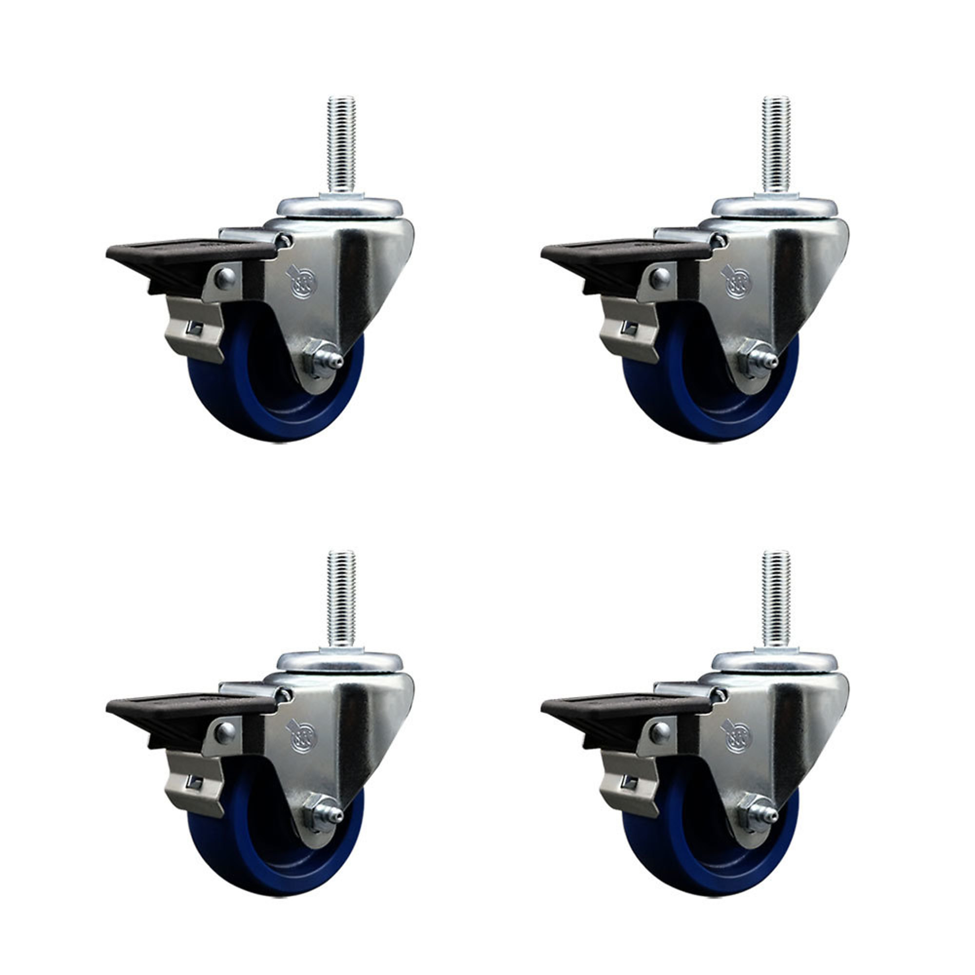 Service Caster, 3Inch x 1 1/4Inch Stem Casters, Wheel Diameter 3 in, Caster Type Swivel, Package (qty.) 4, Model SCC-TS20S314-SPUS-PLB-34212-4