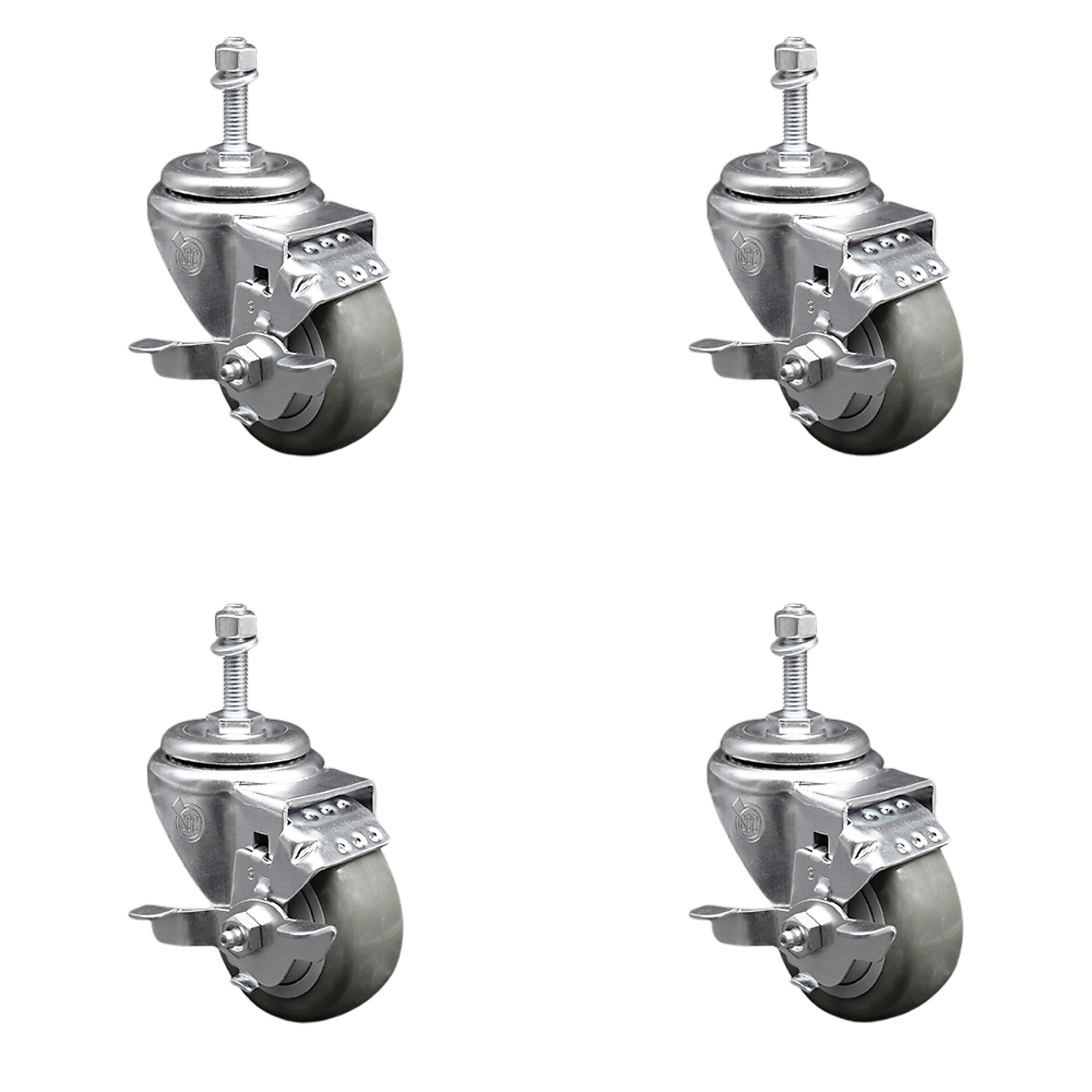 Service Caster, 3Inch x 1 1/4Inch Stem Casters, Wheel Diameter 3 in, Caster Type Swivel, Package (qty.) 4, Model SCC-TS20S314-PPUB-TLB-M1015-4