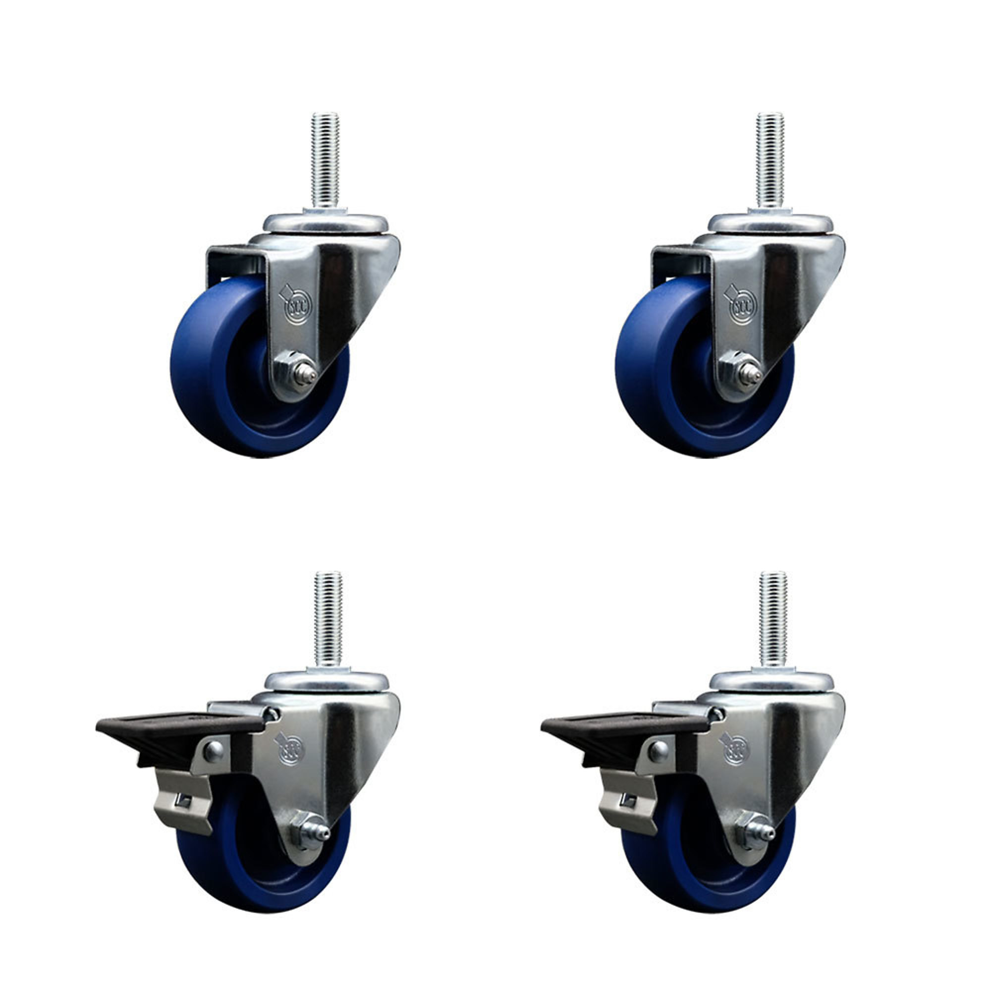 Service Caster, 3Inch x 1 1/4Inch Stem Casters, Wheel Diameter 3 in, Caster Type Swivel, Package (qty.) 4, Model SCC-TS20S314-SPUS-34212-2-PLB-2