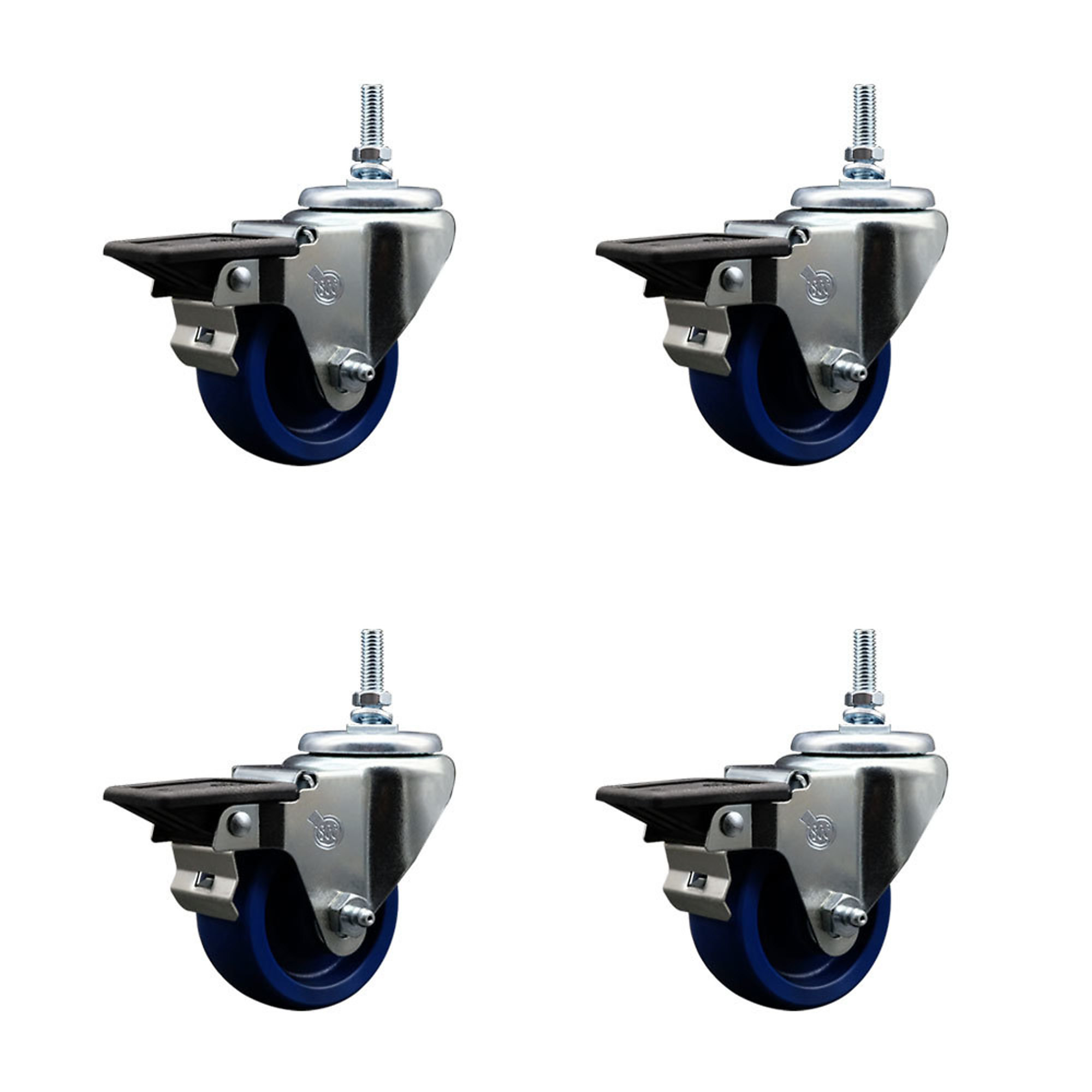 Service Caster, 3Inch x 1 1/4Inch Stem Casters, Wheel Diameter 3 in, Caster Type Swivel, Package (qty.) 4, Model SCC-TS20S314-SPUS-PLB-381615-4