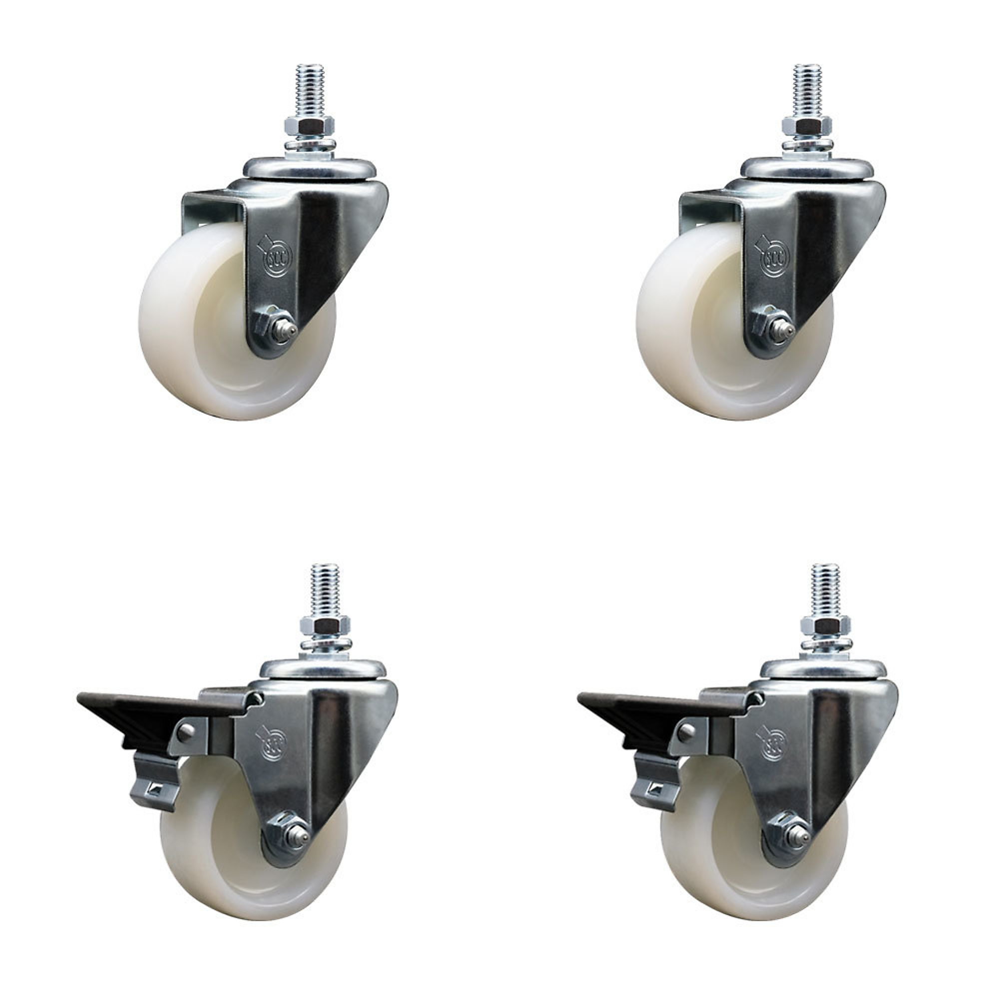 Service Caster, 3Inch x 1 1/4Inch Stem Casters, Wheel Diameter 5 in, Caster Type Swivel, Package (qty.) 4, Model SCC-TS20S314-NYS-121315-2-PLB-2