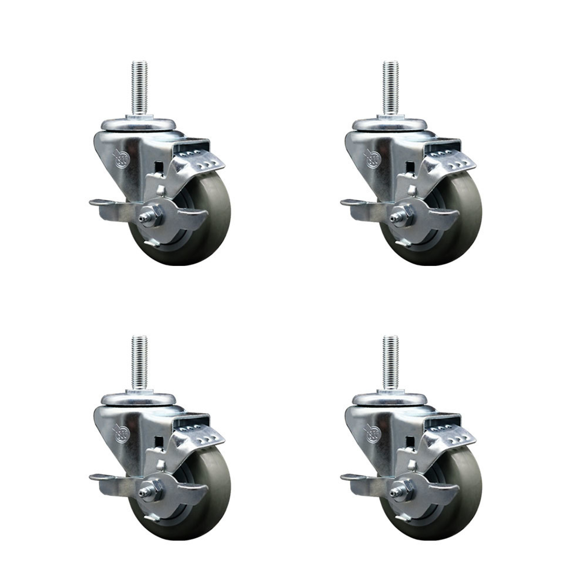 Service Caster, 3Inch x 1 1/4Inch Stem Casters, Wheel Diameter 3 in, Caster Type Swivel, Package (qty.) 4, Model SCC-TS20S314-PPUB-TLB-58212-4