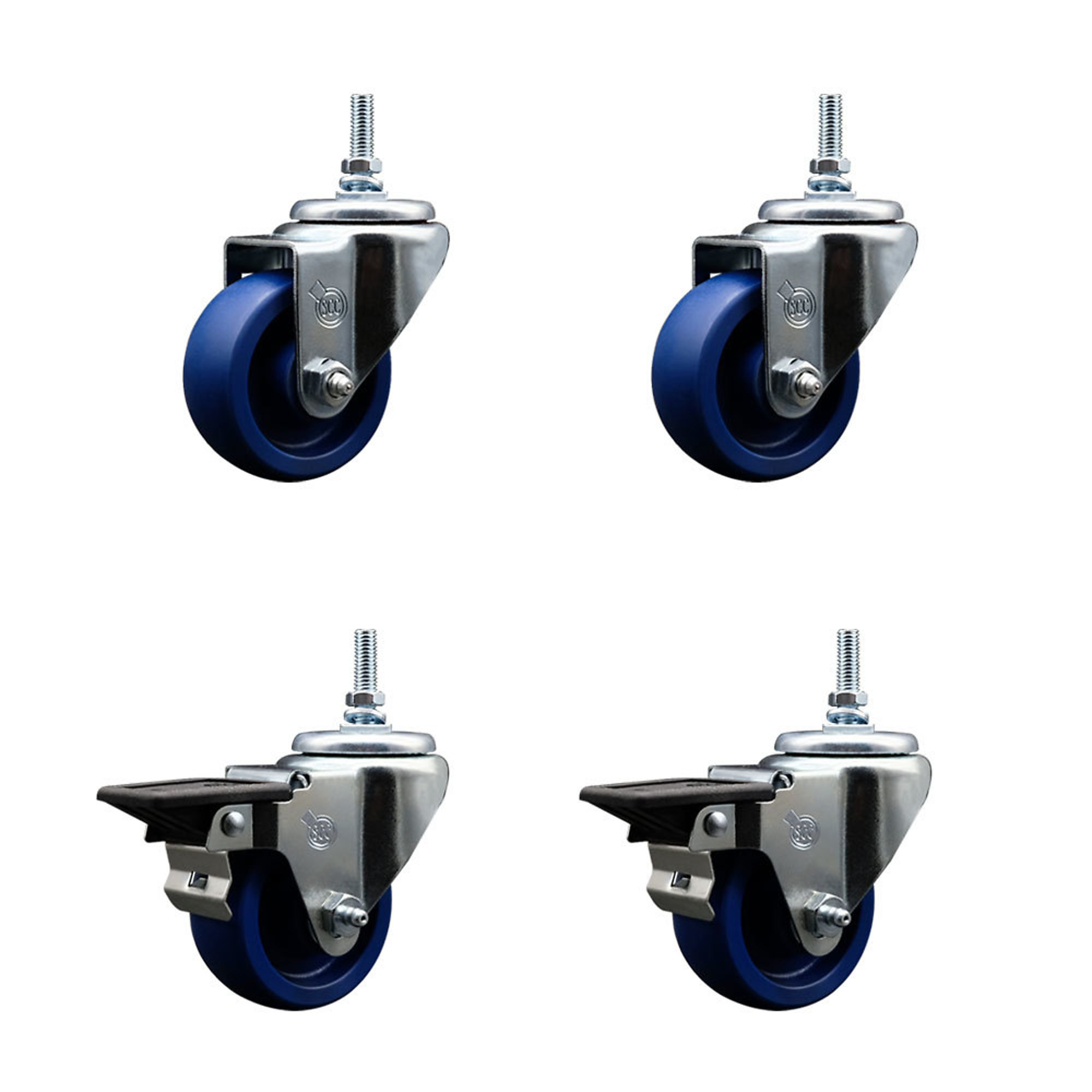 Service Caster, 3Inch x 1 1/4Inch Stem Casters, Wheel Diameter 3 in, Caster Type Swivel, Package (qty.) 4, Model SCC-TS20S314-SPUS-M1215-2-PLB-2