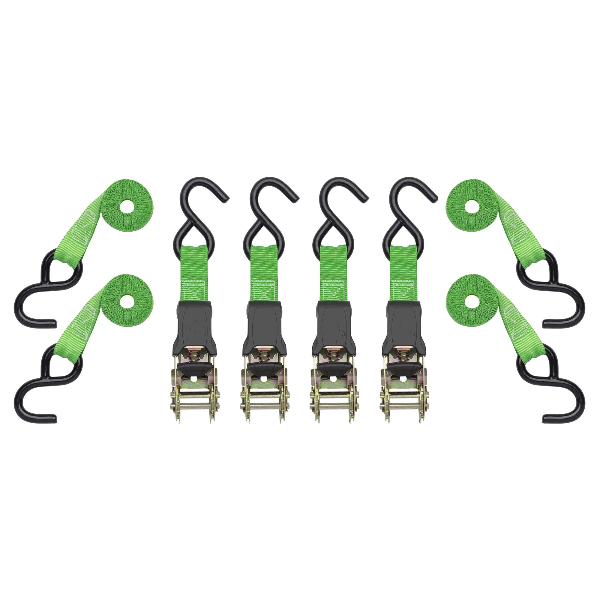 Ultra-Tow 4-Pack 14ft. Padded Ratchet Tie-Down Straps, 500-lb. Working Load, 1500-lb. Capacity, 14ft.L, Green Polyester, Model 9298
