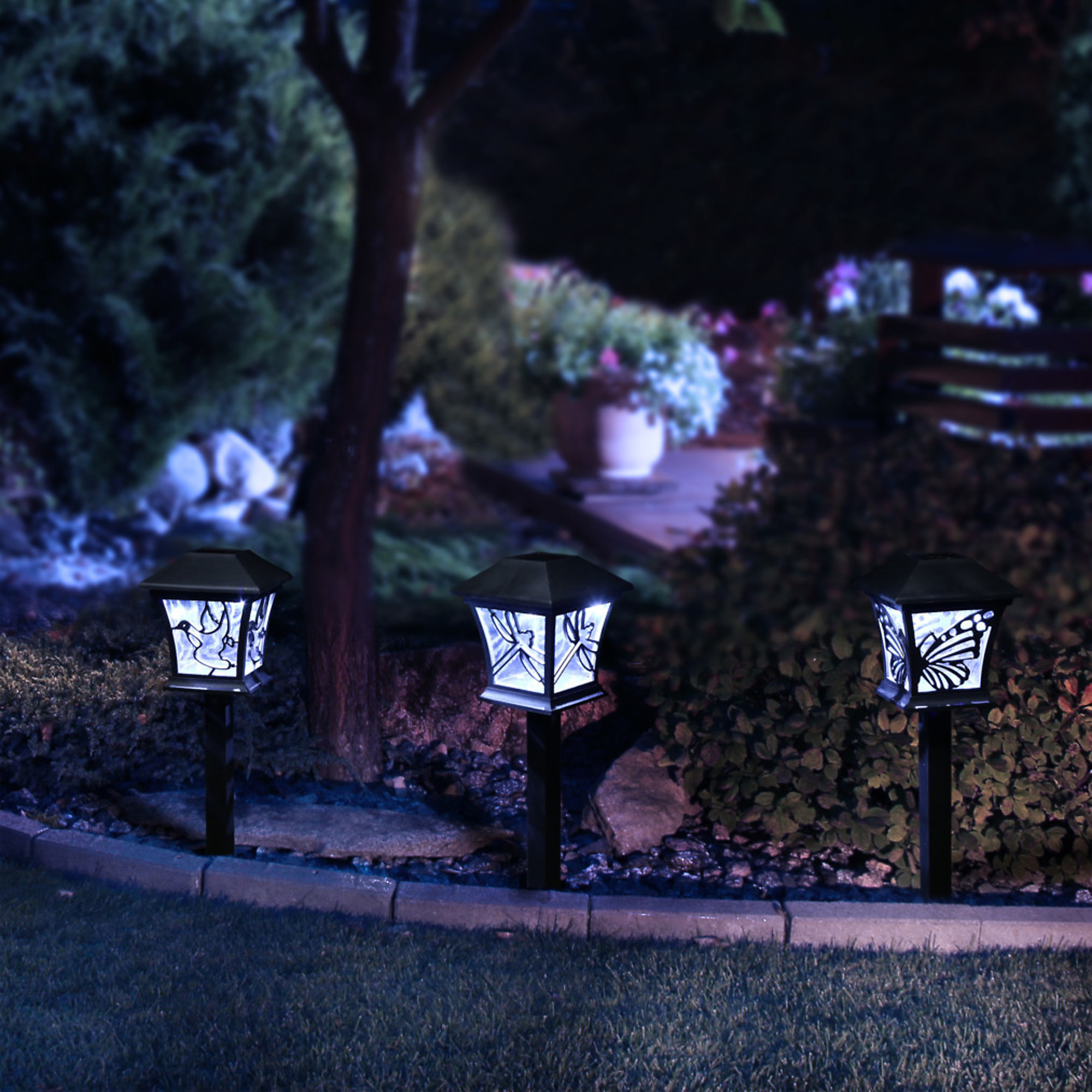 Alpine Corporation, Solar Black Lantern Pathway LED Light - Set of 3 Color White, Watts 0 Included (qty.) 3 Model QWE154A-SLR-3