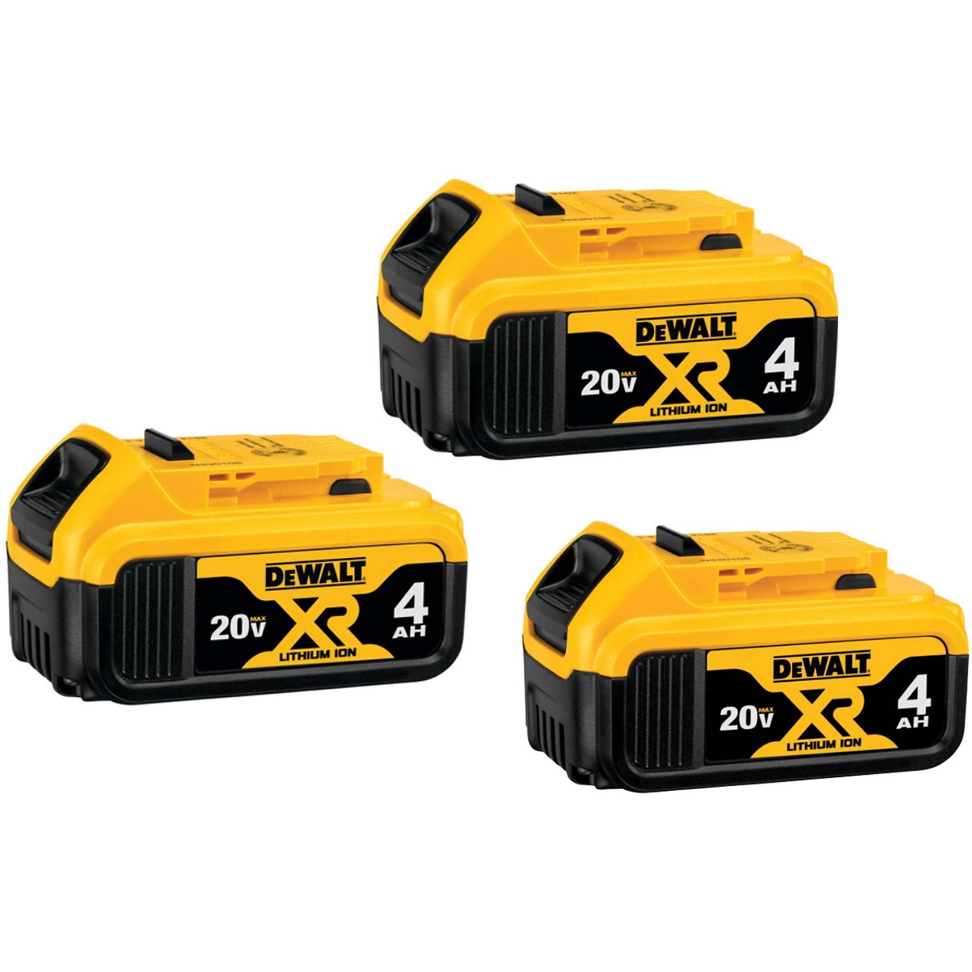 DEWALT, 20V MAX* Battery, 4.0Ah Triple Pack, Volts 20 Battery Type Lithium-ion, Batteries (qty.) 3 Model DCB204-3