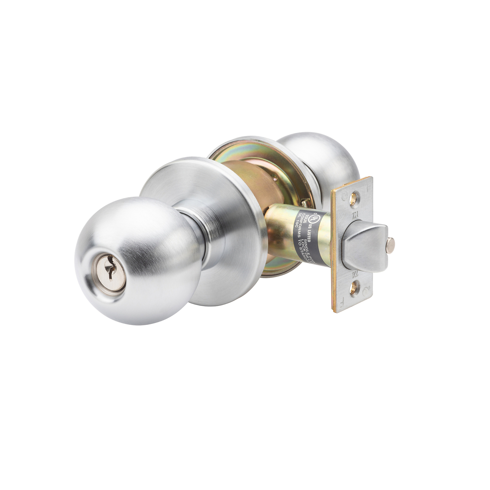 Trans Atlantic, Commercial Cylindrical Entry Door Knob with Lock, Model DL-HVB53-US32D