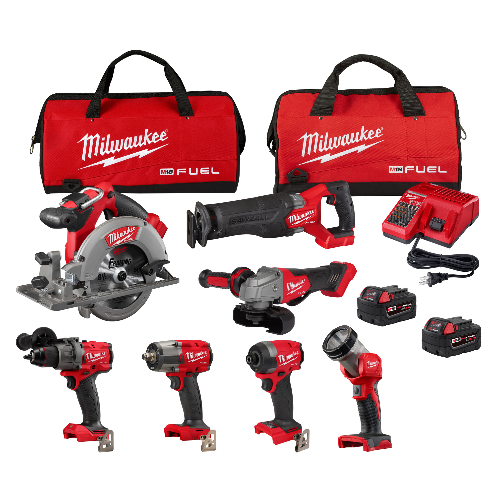 Milwaukee, M18 FUEL 7-Tool Combo Kit, Chuck Size 1/4 in, Drive Size 1/4 in, Tools Included (qty.) 7, Model 3697-27