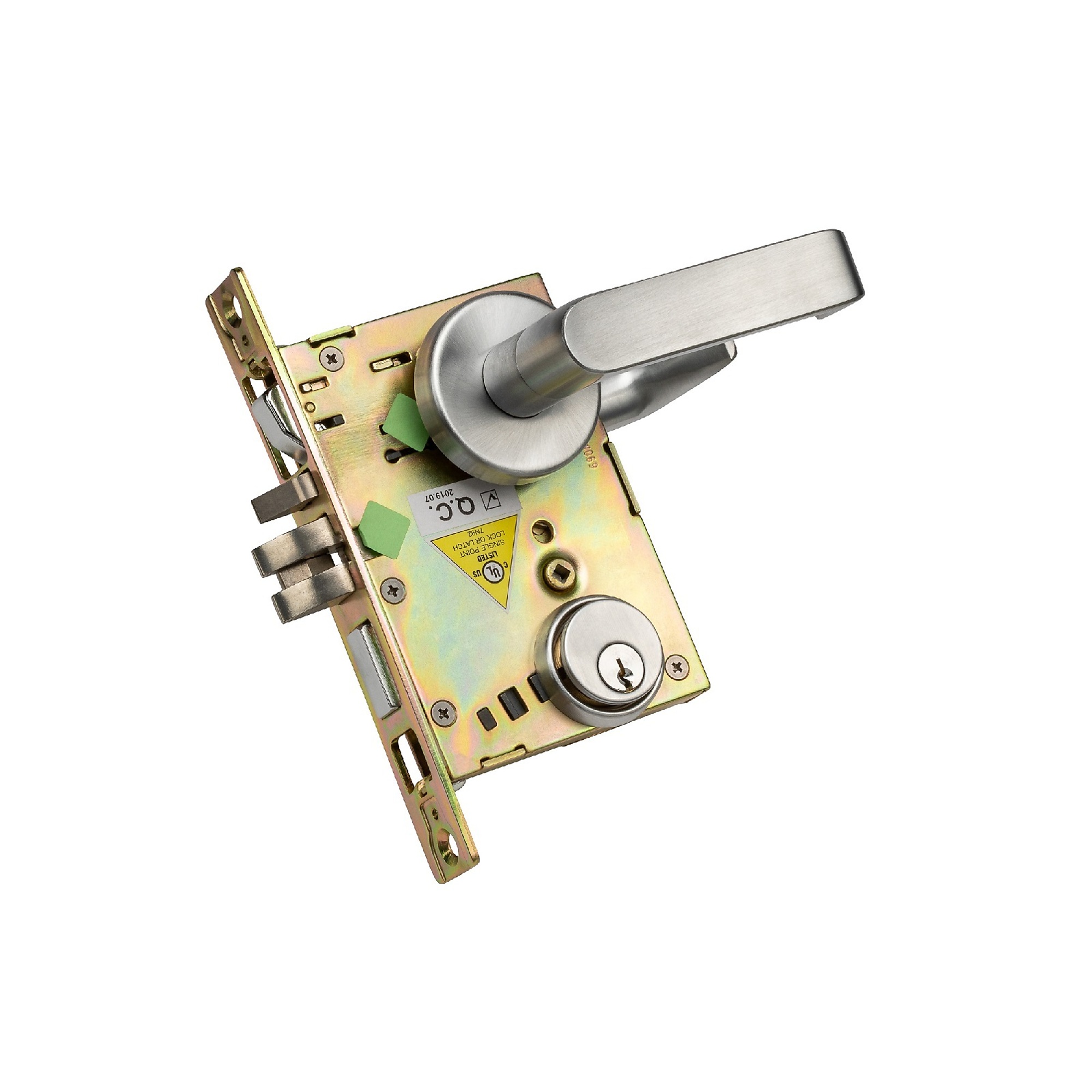 Trans Atlantic, DXML Series Mortise Lock Door Handle with Left-Handed Lever, Model DL-DXML80SSLH-US26D