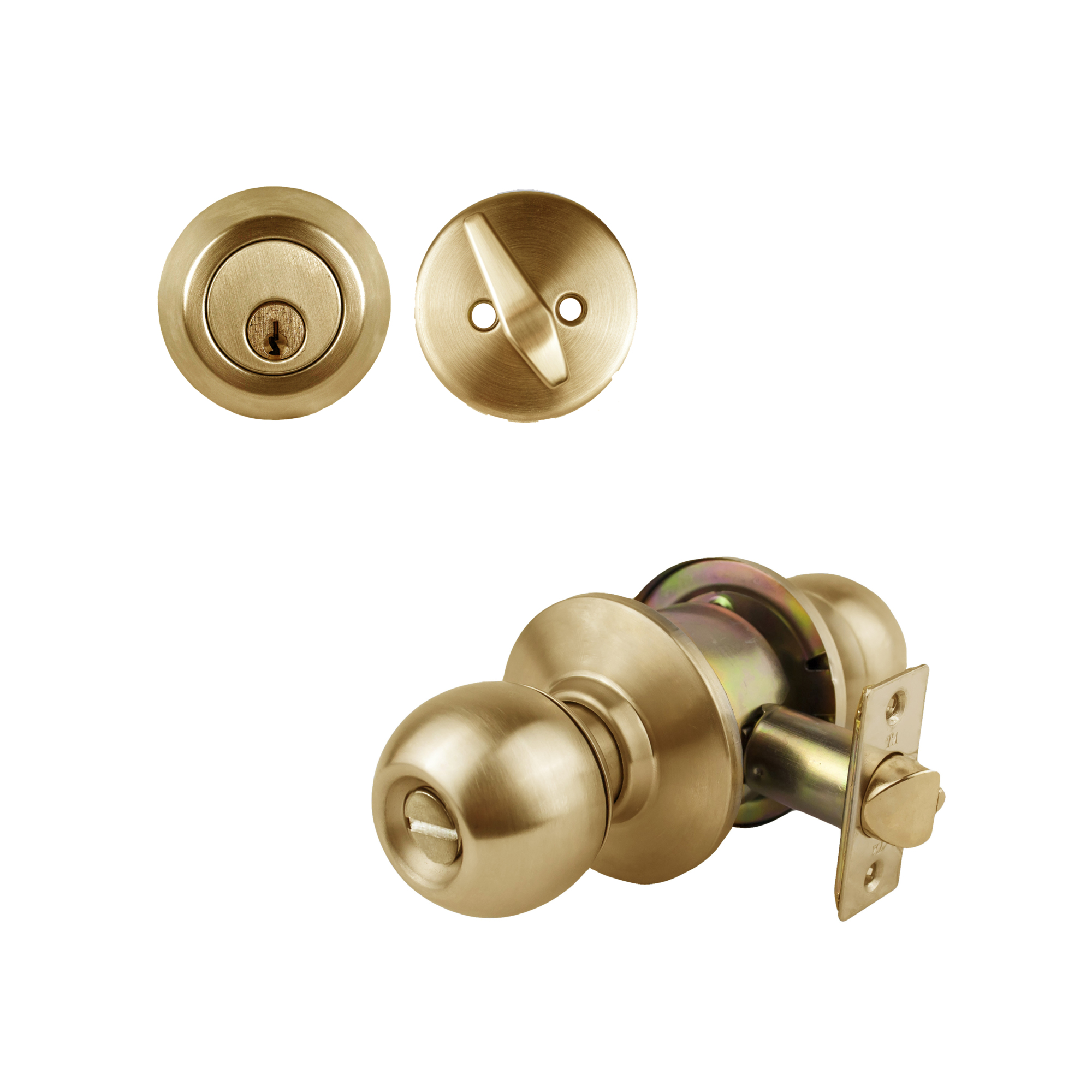 Trans Atlantic, ECB Series Cylindrical Entry Door Knob with Single Deadbolt, Model DL-ECB53S234DB251-US3