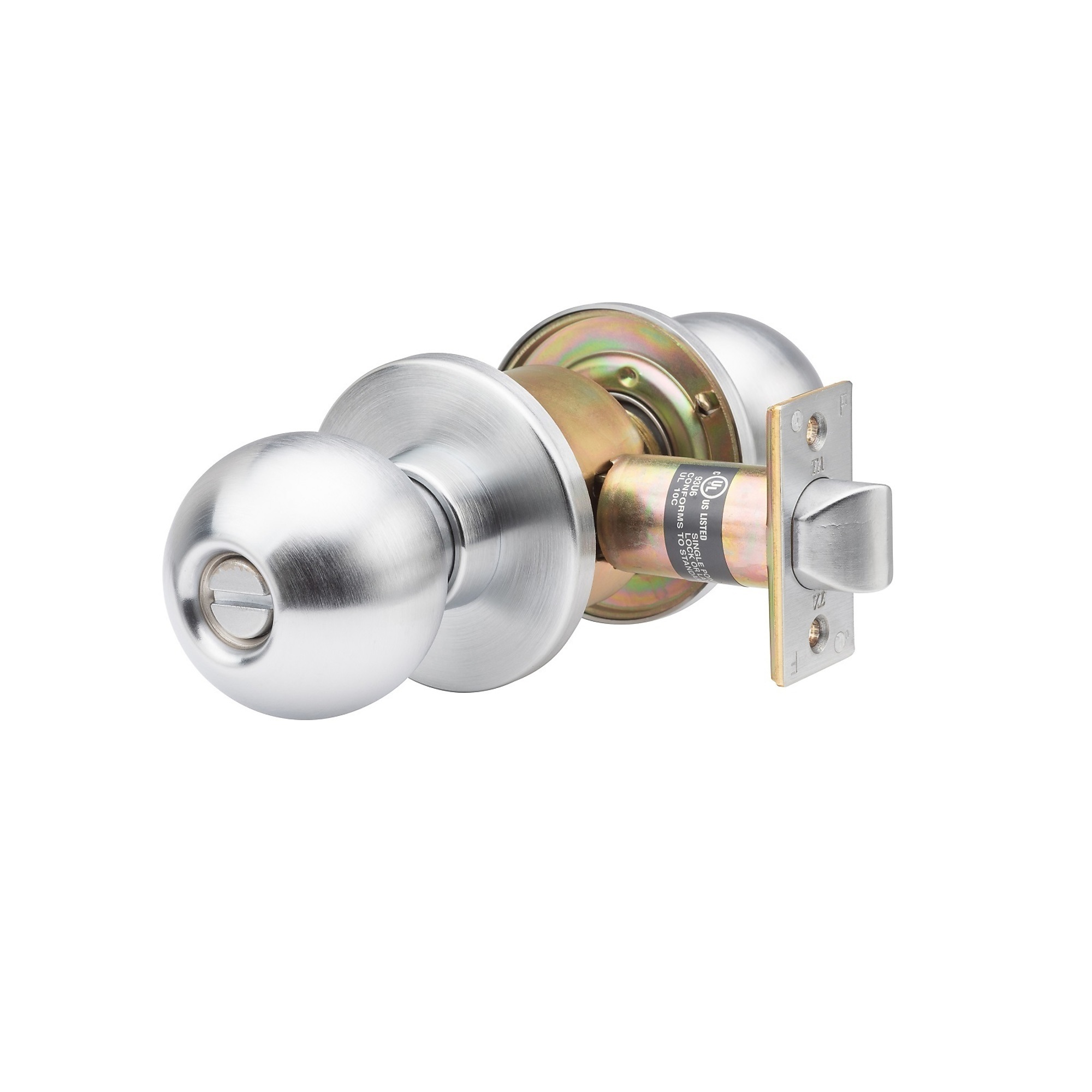 Trans Atlantic, Commercial Cylindrical Privacy Bed/Bath Door Knob with Lock, Model DL-HVB40-US32D