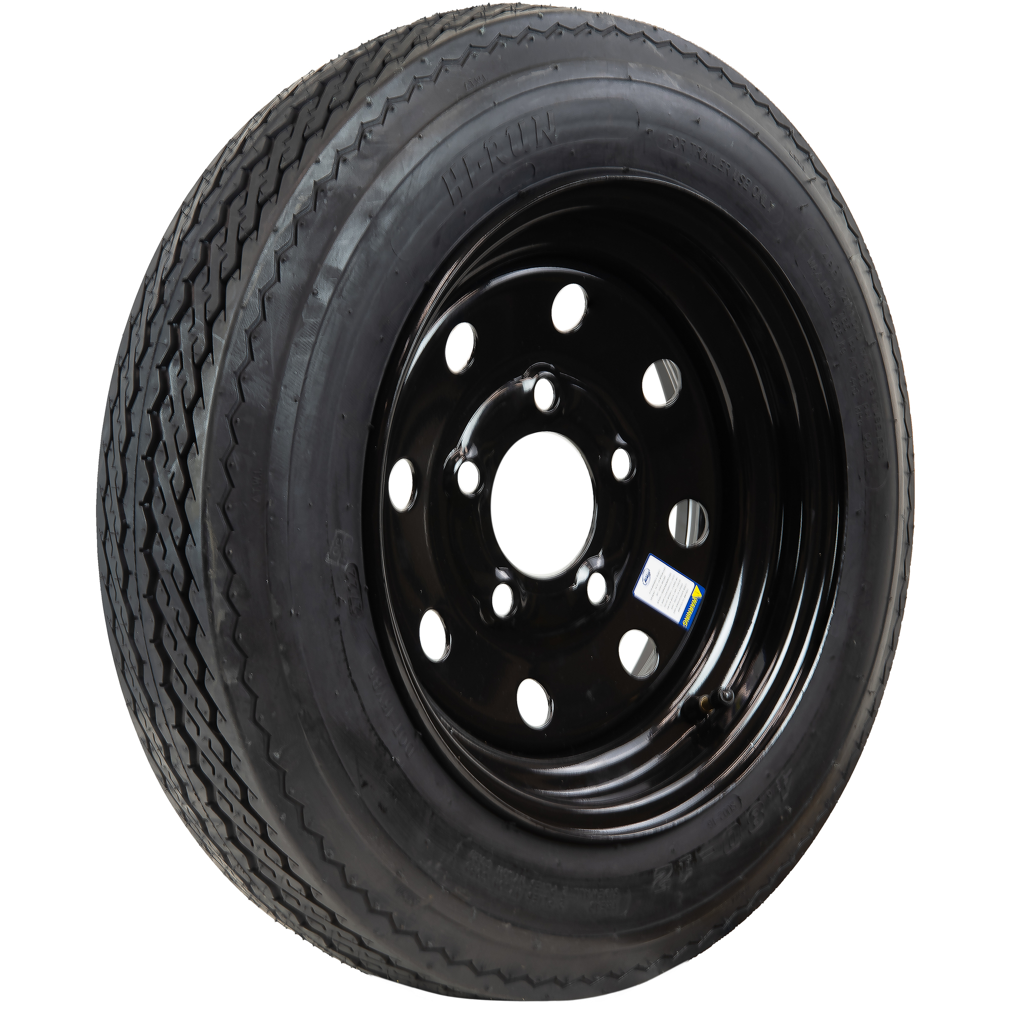 HI-RUN, Highway Trailer Tire Assembly, Bias Ply, Black Mod, Tire Size 4.80-12 Load Range Rating B, Bolt Holes (qty.) 5 Model ASB1211