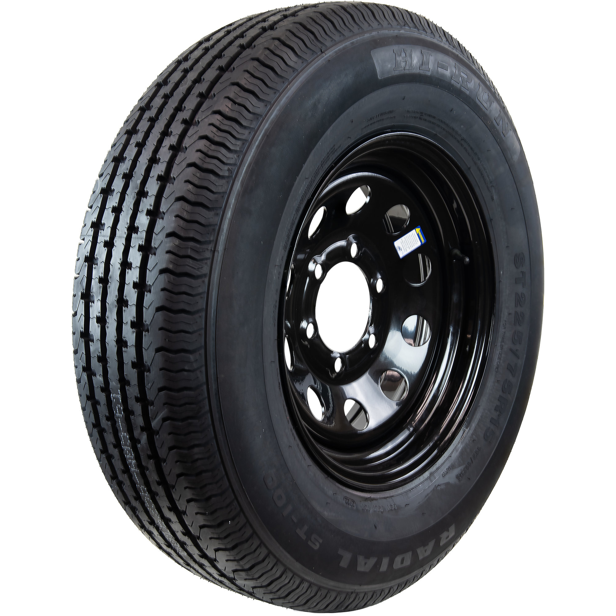 HI-RUN, Highway Trailer Tire Assembly, Radial, Black Mod, Tire Size ST225/75R15 Load Range Rating E, Bolt Holes (qty.) 6 Model ASR2120