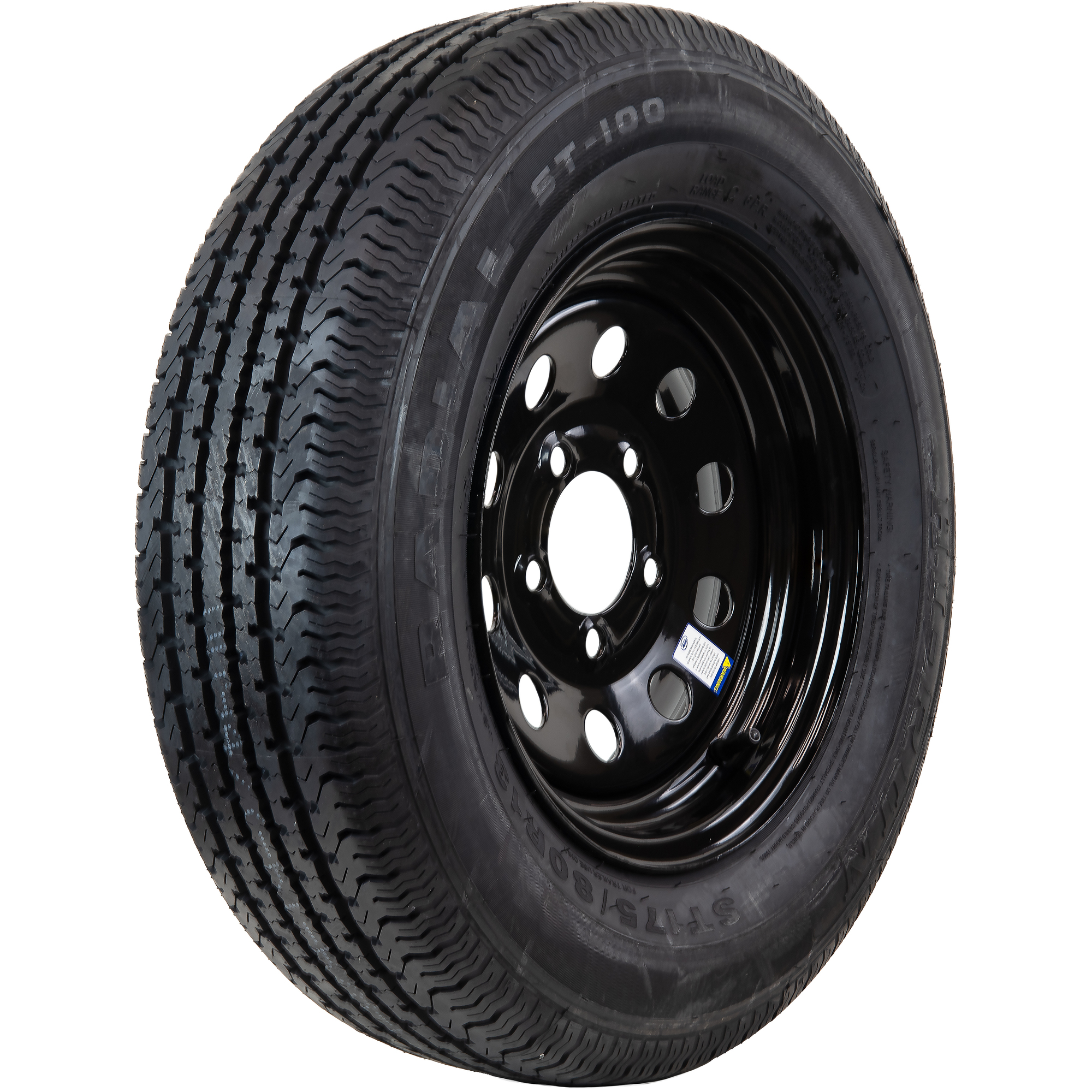 HI-RUN, Highway Trailer Tire Assembly, Radial, Black Mod, Tire Size ST175/80R13 Load Range Rating C, Bolt Holes (qty.) 5 Model ASR2117