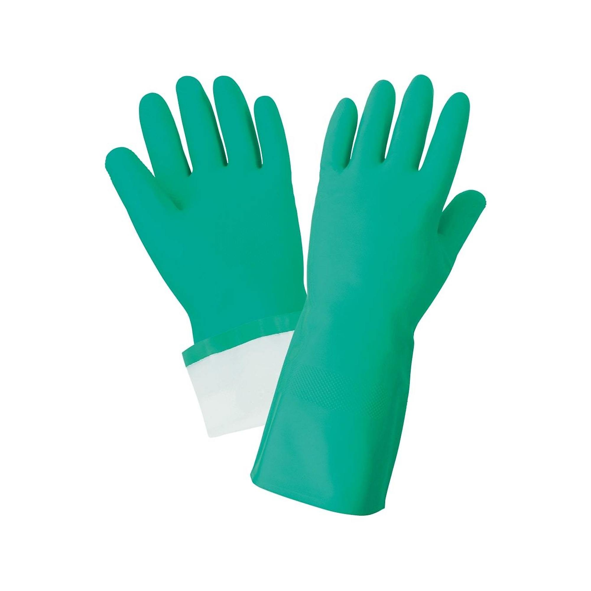 FrogWear, 15-Mil, 13Inch, Flock-Line Nitrile Diamond Grip Gloves-12 Pairs, Size XL, Color Green, Included (qty.) 12 Model 515F-10(XL)