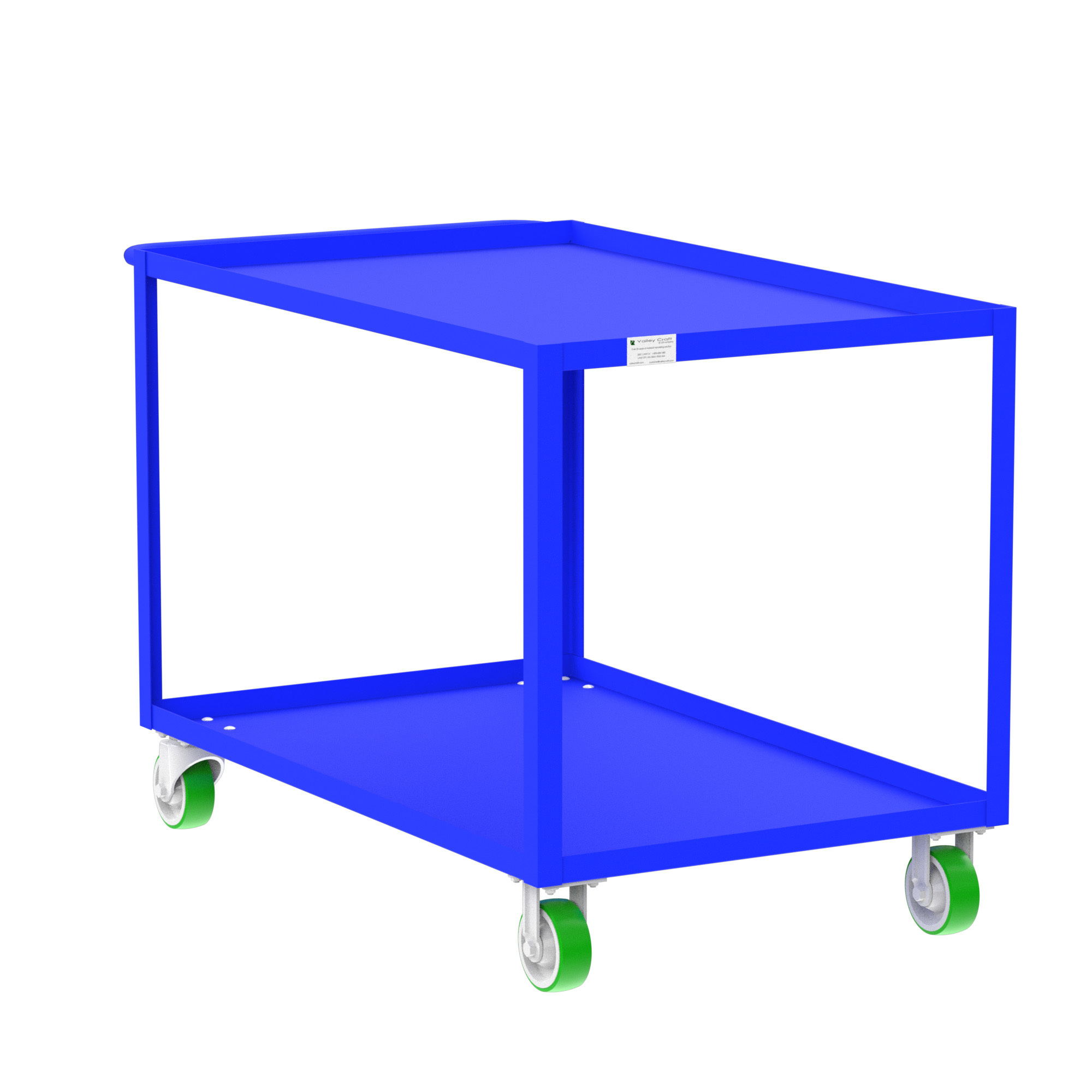 Valley Craft, 2-Shelf Utility Cart, Lipped Top, Total Capacity 2000 lb, Shelves (qty.) 2, Material Steel, Model F89182BUPY