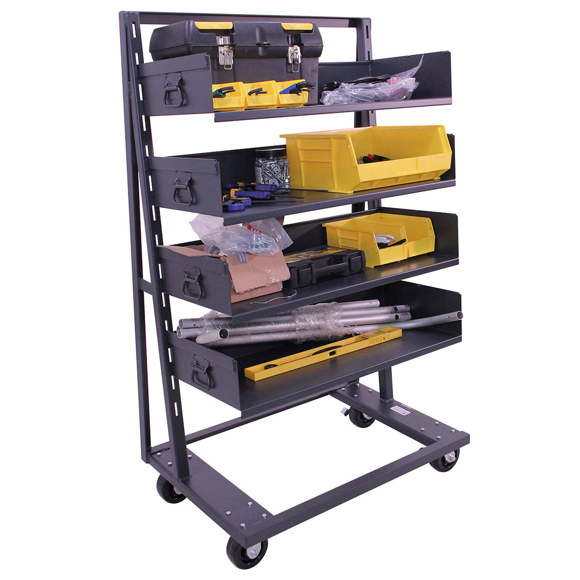 Valley Craft, Heavy Duty A-Frame Cart, 1-Sided, Total Capacity 1500 lb, Shelves (qty.) 4, Material Steel, Model F89069VCGY