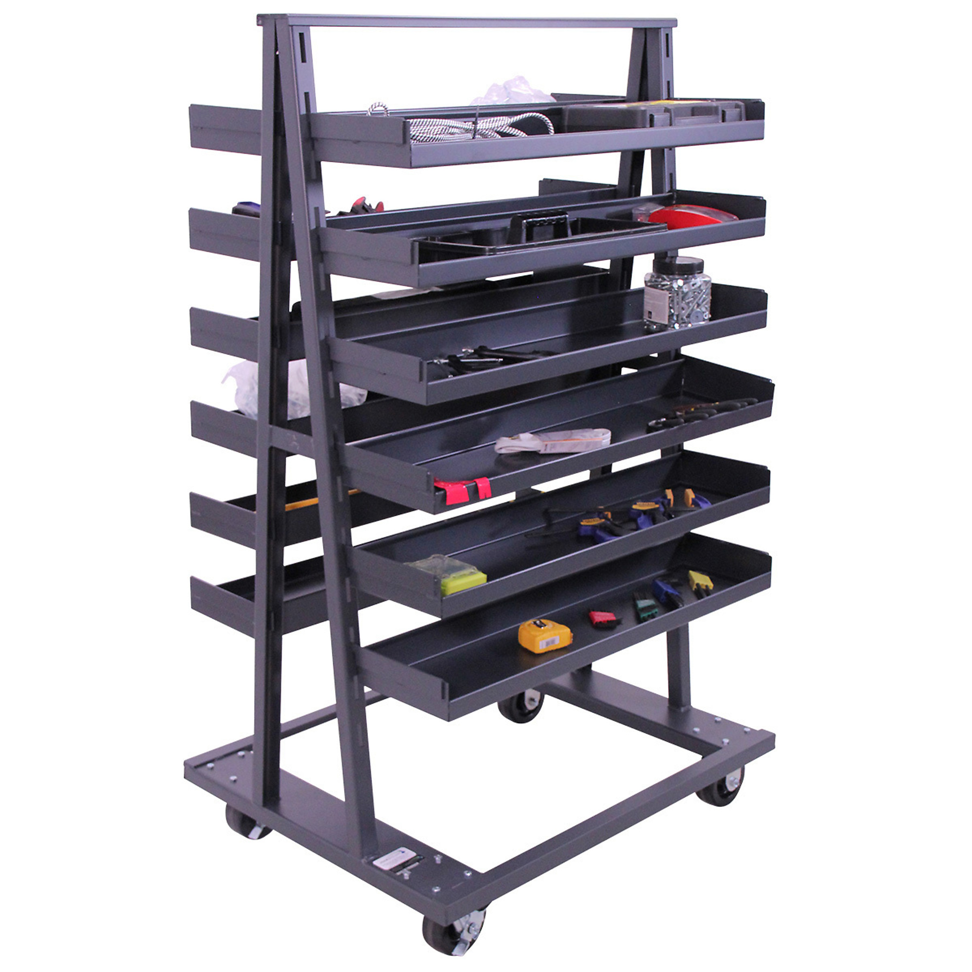 Valley Craft, Heavy Duty A-Frame Cart, 2-Sided, Total Capacity 2500 lb, Shelves (qty.) 12, Material Steel, Model F89066VCGY