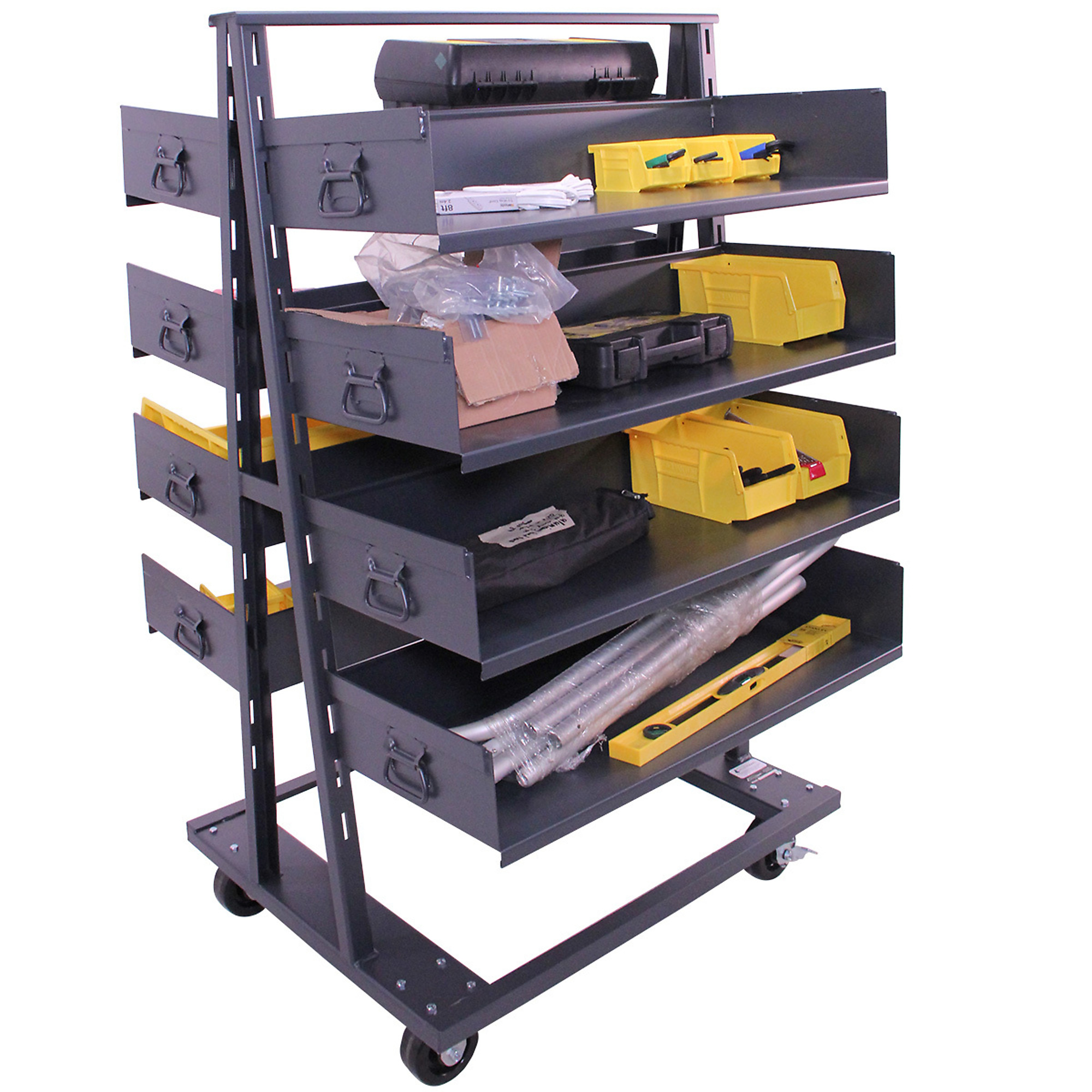 Valley Craft, Heavy Duty A-Frame Cart, 2-Sided, Total Capacity 2500 lb, Shelves (qty.) 8, Material Steel, Model F89065VCGY