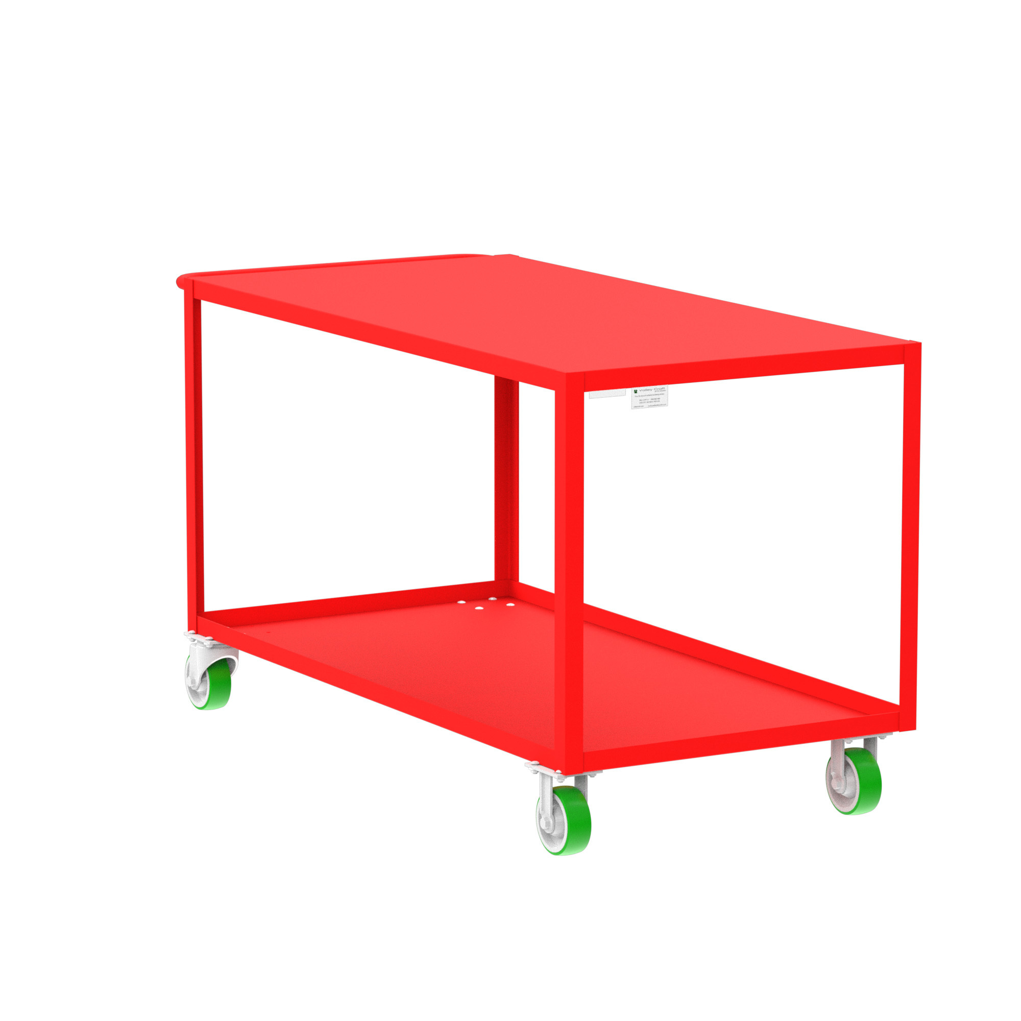 Valley Craft, 2-Shelf Utility Cart, Flat Top, Total Capacity 2000 lb, Shelves (qty.) 2, Material Steel, Model F89179RDPY