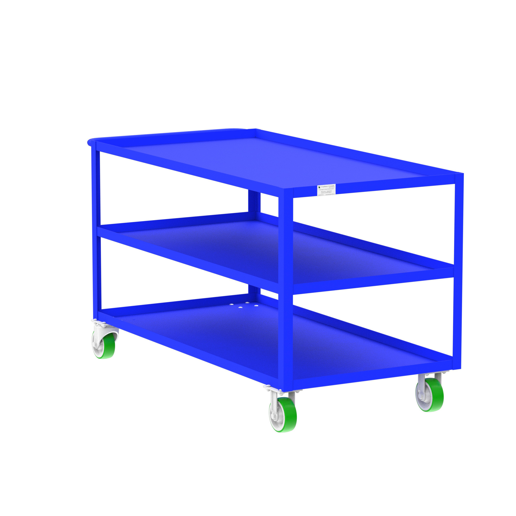 Valley Craft, 3-Shelf Utility Cart, Lipped Top, Total Capacity 2000 lb, Shelves (qty.) 3, Material Steel, Model F89174BUPY