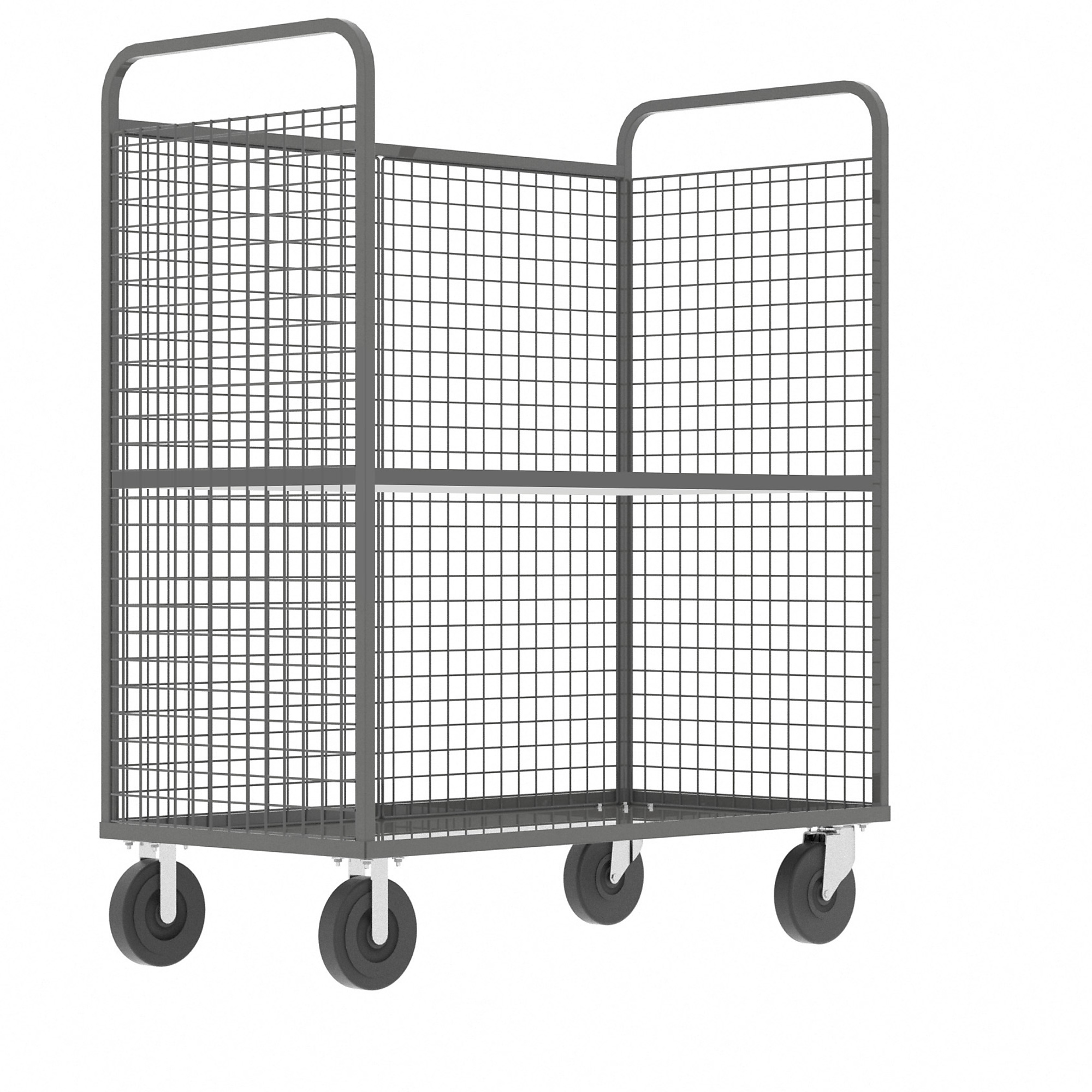 Valley Craft, 3-Sided Stock Picking Cage Cart, 1 Shelf, Total Capacity 1600 lb, Shelves (qty.) 1, Material Steel, Model F89726VCGY