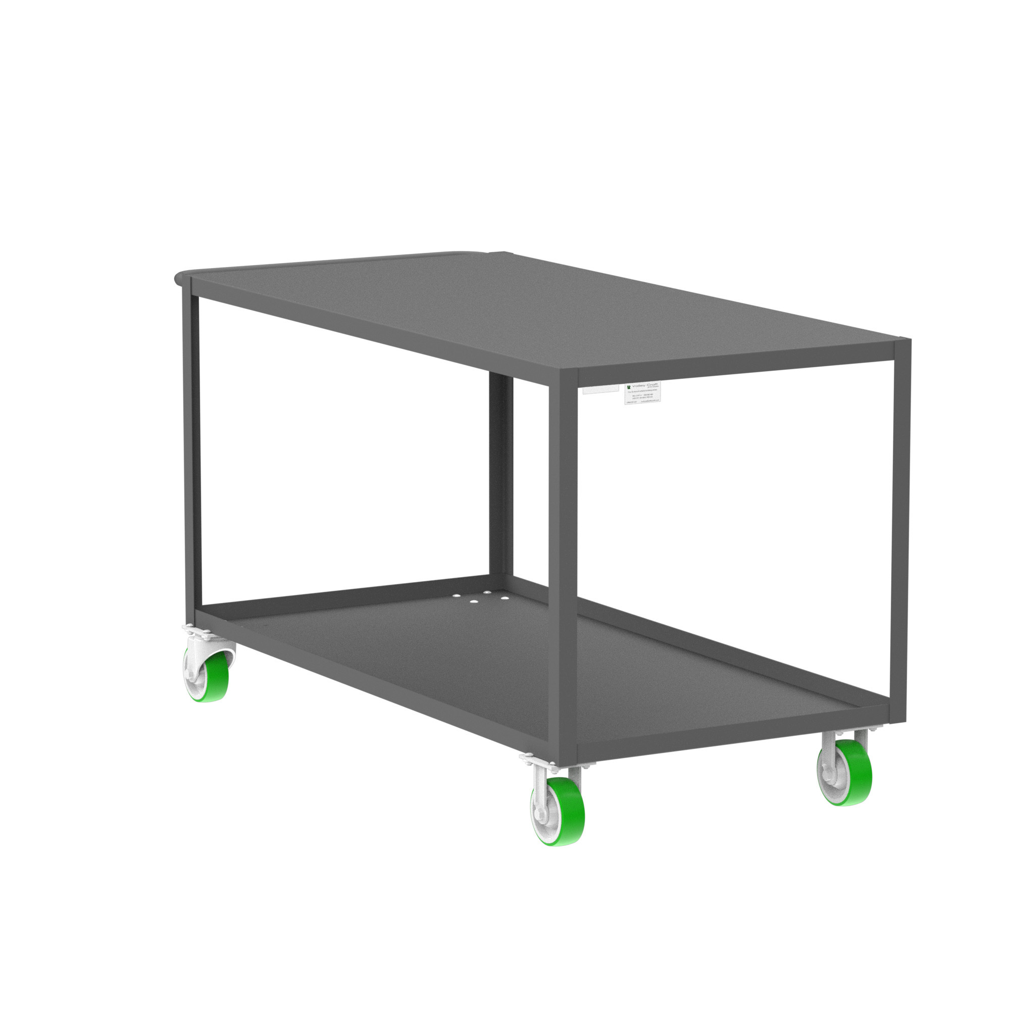 Valley Craft, 2-Shelf Utility Cart, Flat Top, Total Capacity 2000 lb, Shelves (qty.) 2, Material Steel, Model F89179GYPY