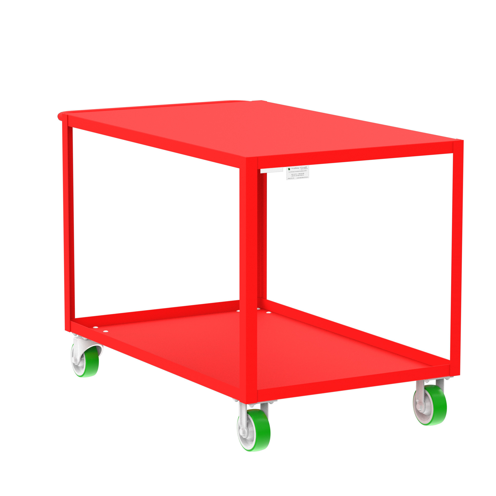 Valley Craft, 2-Shelf Utility Cart, Flat Top, Total Capacity 2000 lb, Shelves (qty.) 2, Material Steel, Model F89181RDPY