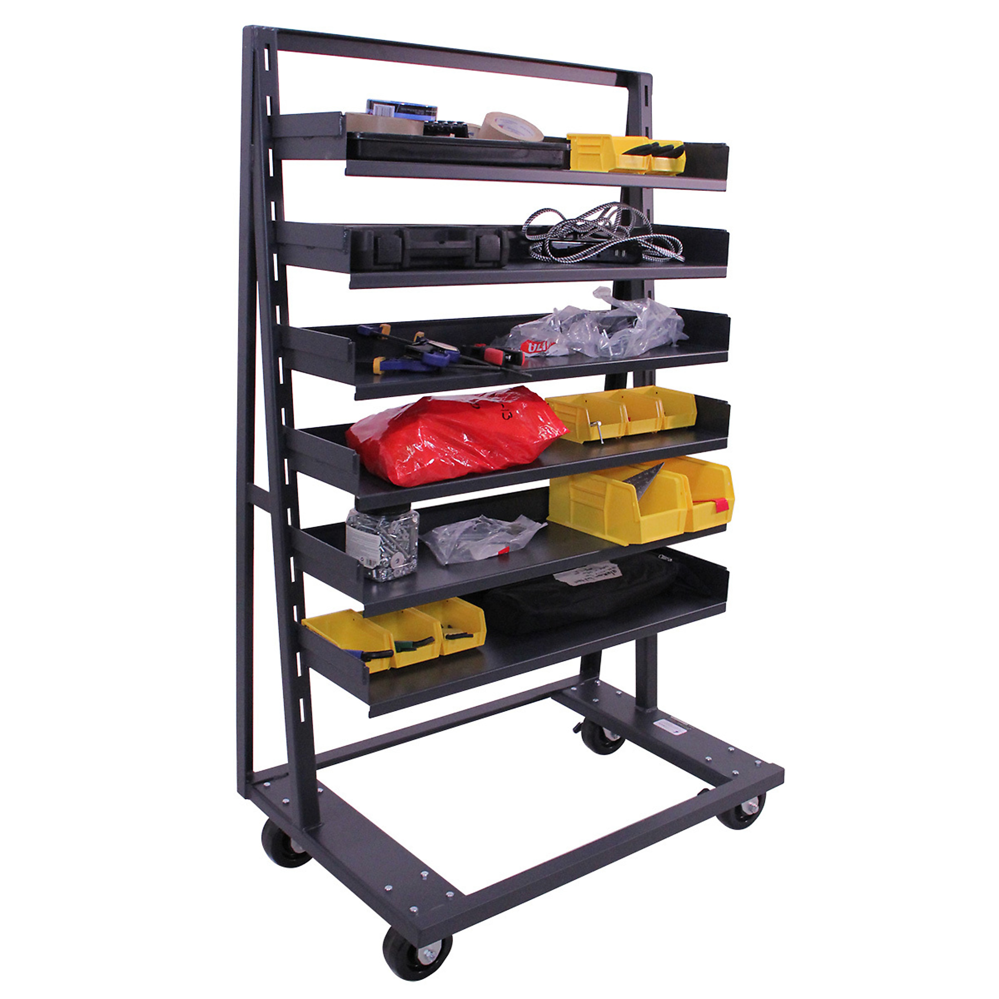 Valley Craft, Heavy Duty A-Frame Cart, 1-Sided, Total Capacity 1500 lb, Shelves (qty.) 6, Material Steel, Model F89068VCGY