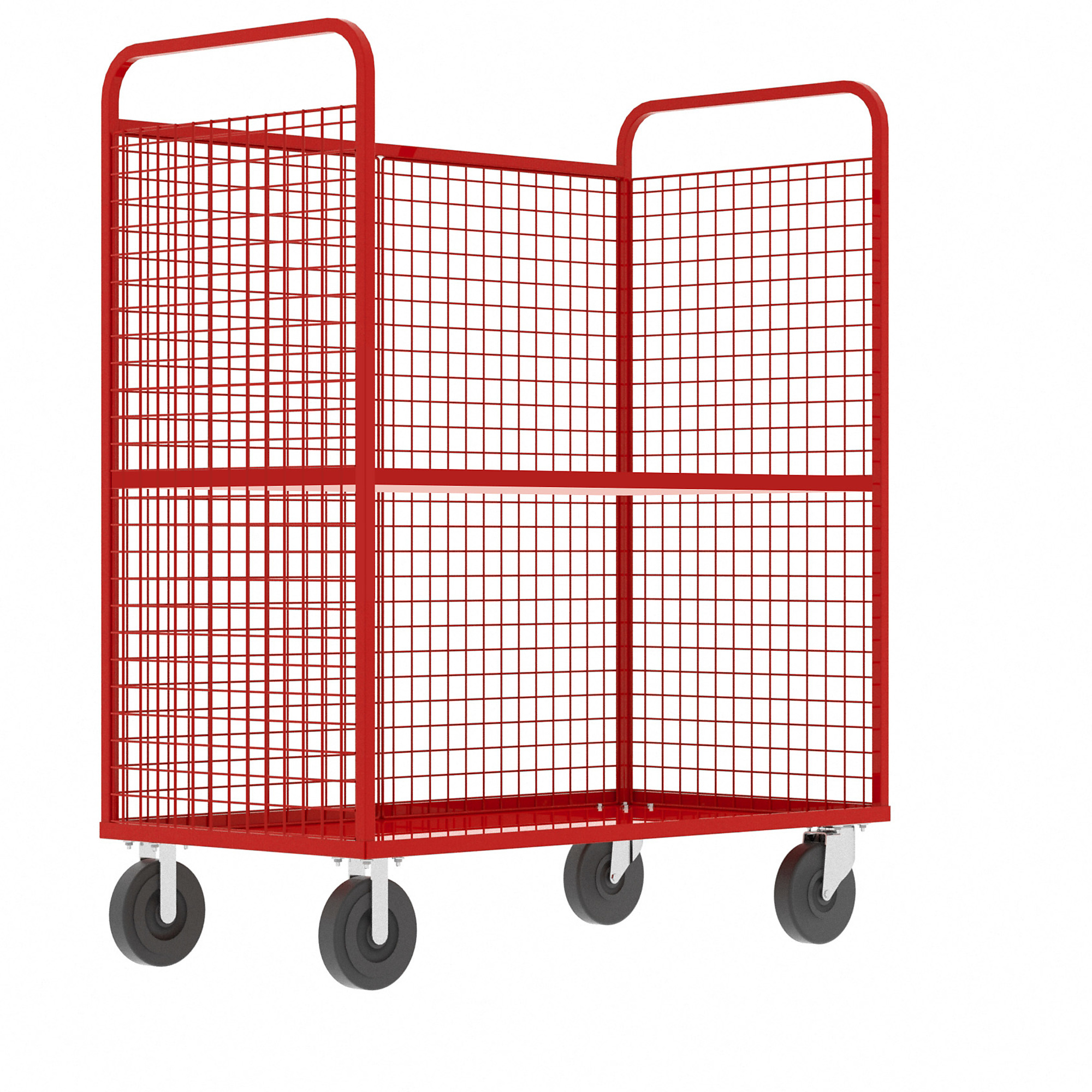 Valley Craft, 3-Sided Stock Picking Cage Cart, 1 Shelf, Total Capacity 1600 lb, Shelves (qty.) 1, Material Steel, Model F89726VCRD