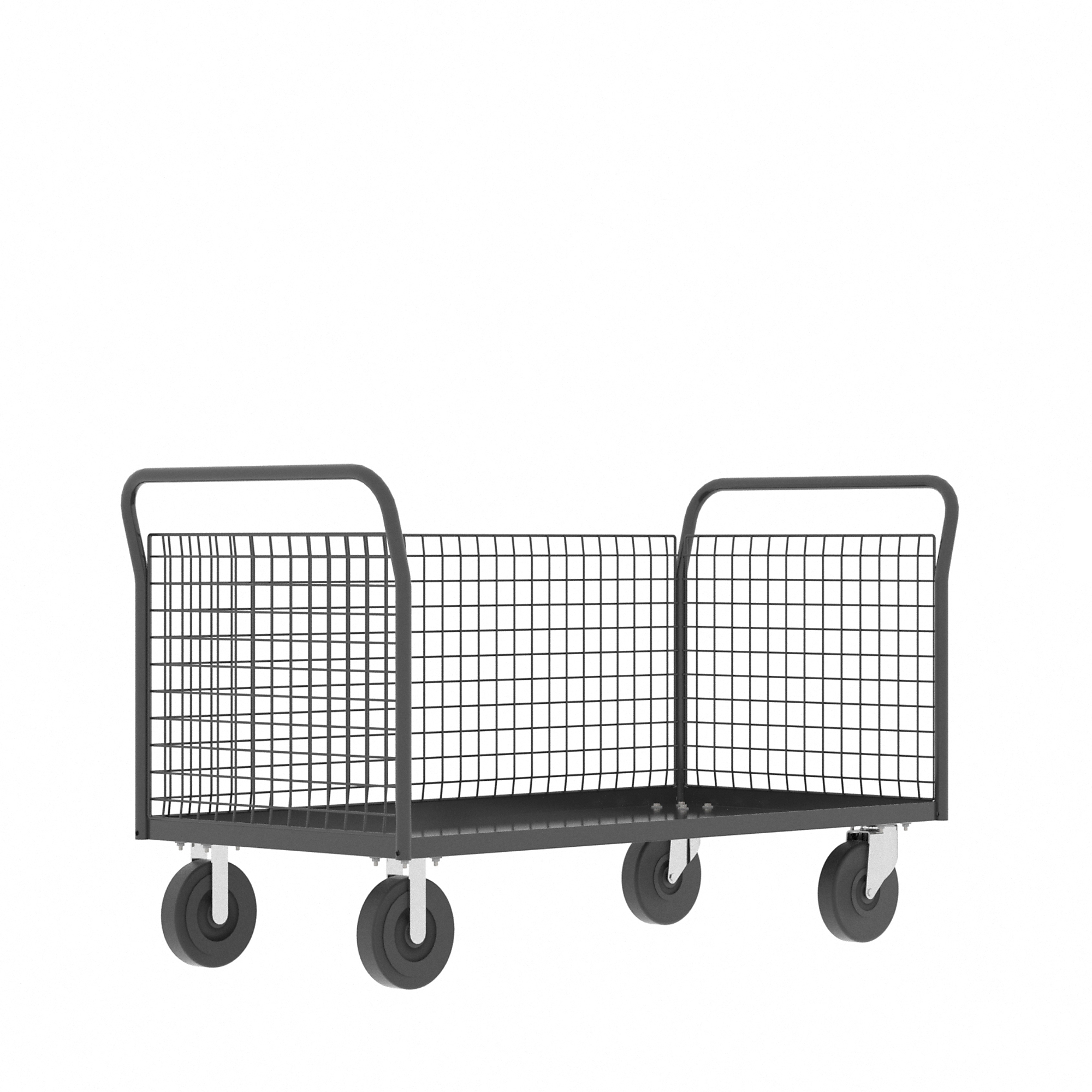 Valley Craft, 3-Sided Platform Cage Cart, Total Capacity 2000 lb, Material Steel, Model F80118VCGY