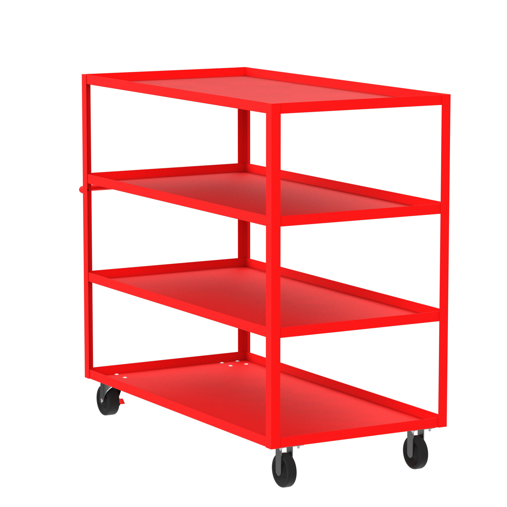 Valley Craft, 4-Shelf Utility Cart, Lipped Top, Total Capacity 3600 lb, Shelves (qty.) 4, Material Steel, Model F89168RDPH